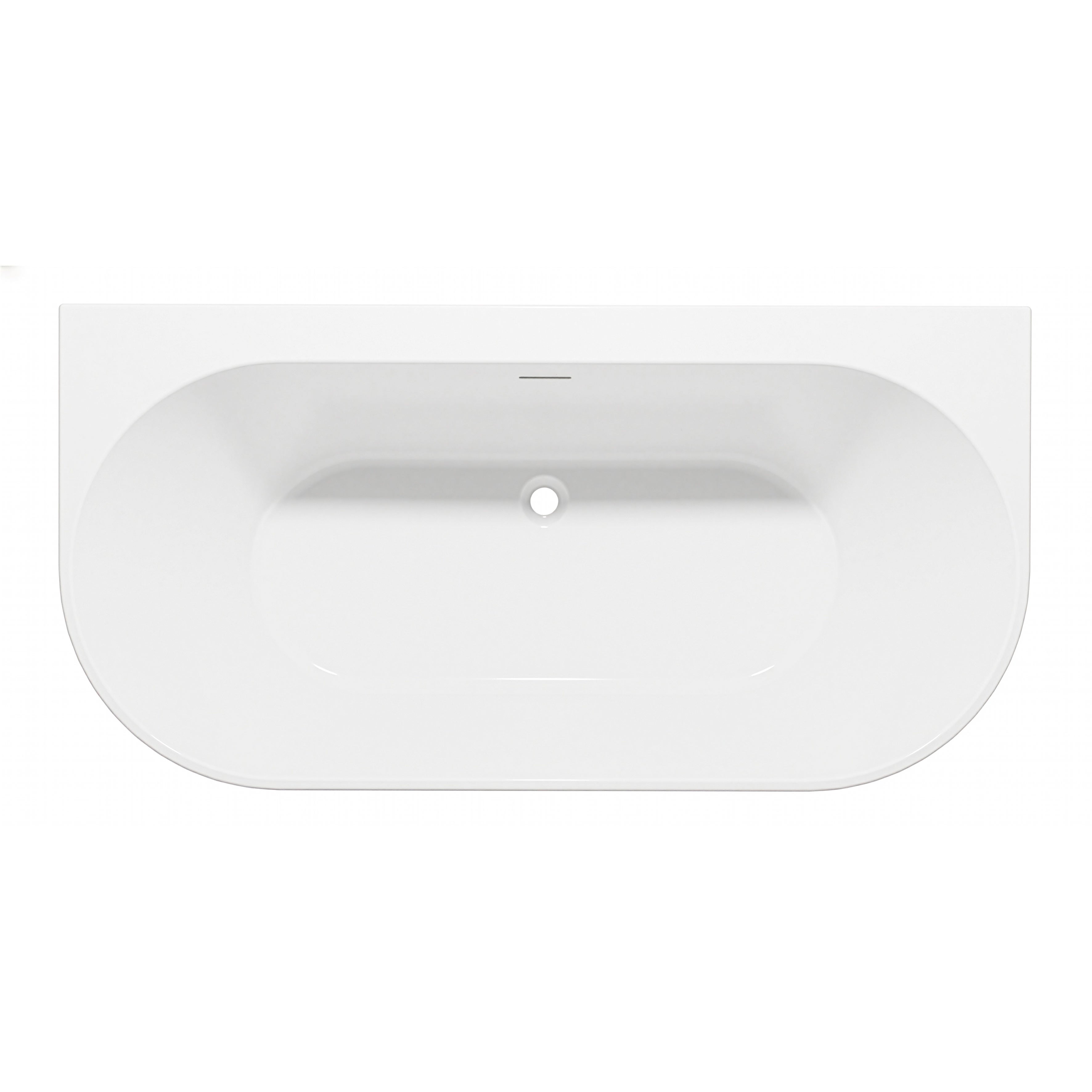 Baridi Back-to-Wall Slim Rim Bath with Overflow System 170cm, Gloss White - DH422
