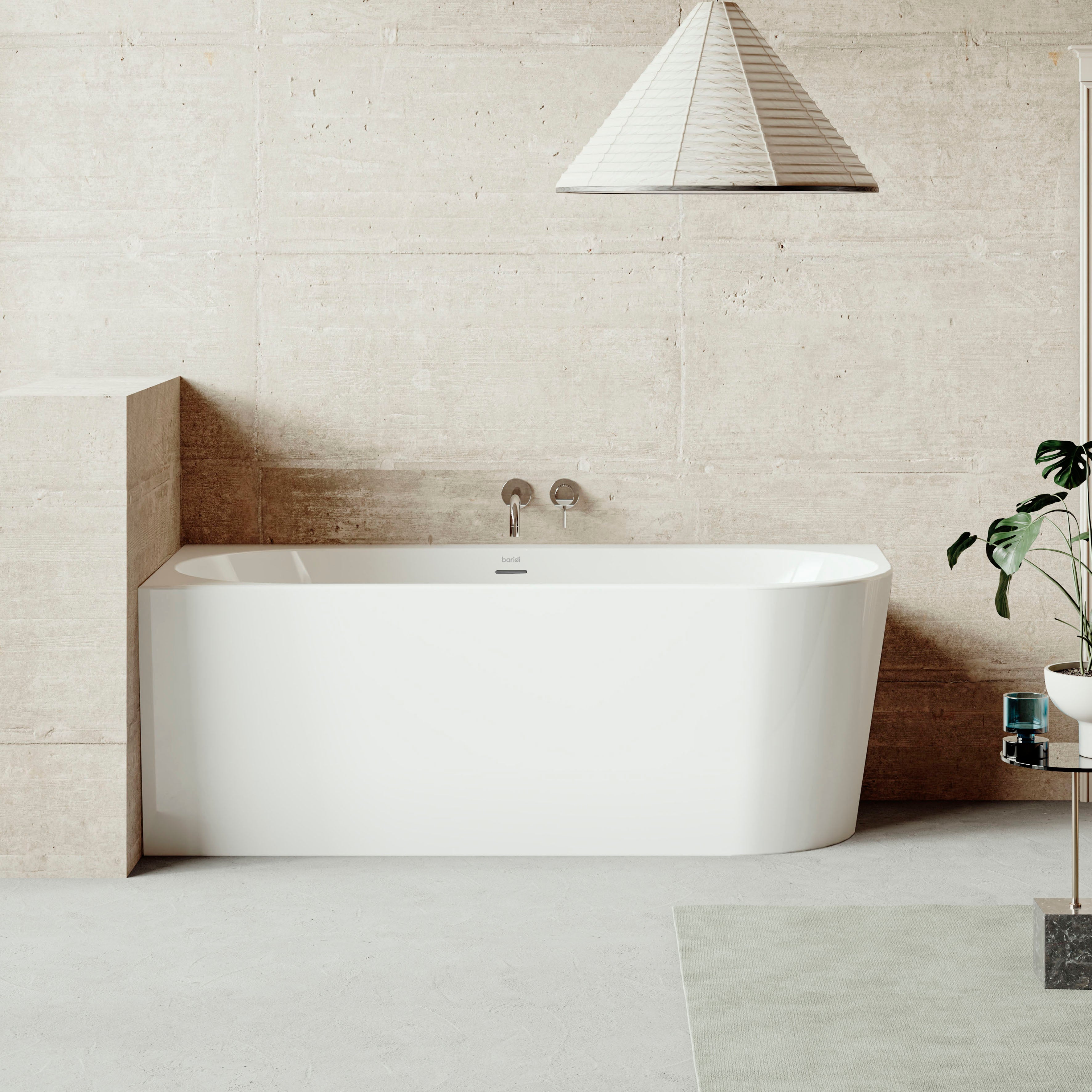 Baridi Left-Hand Corner Slim Rim Bath with Overflow System 170cm, Gloss White - DH425