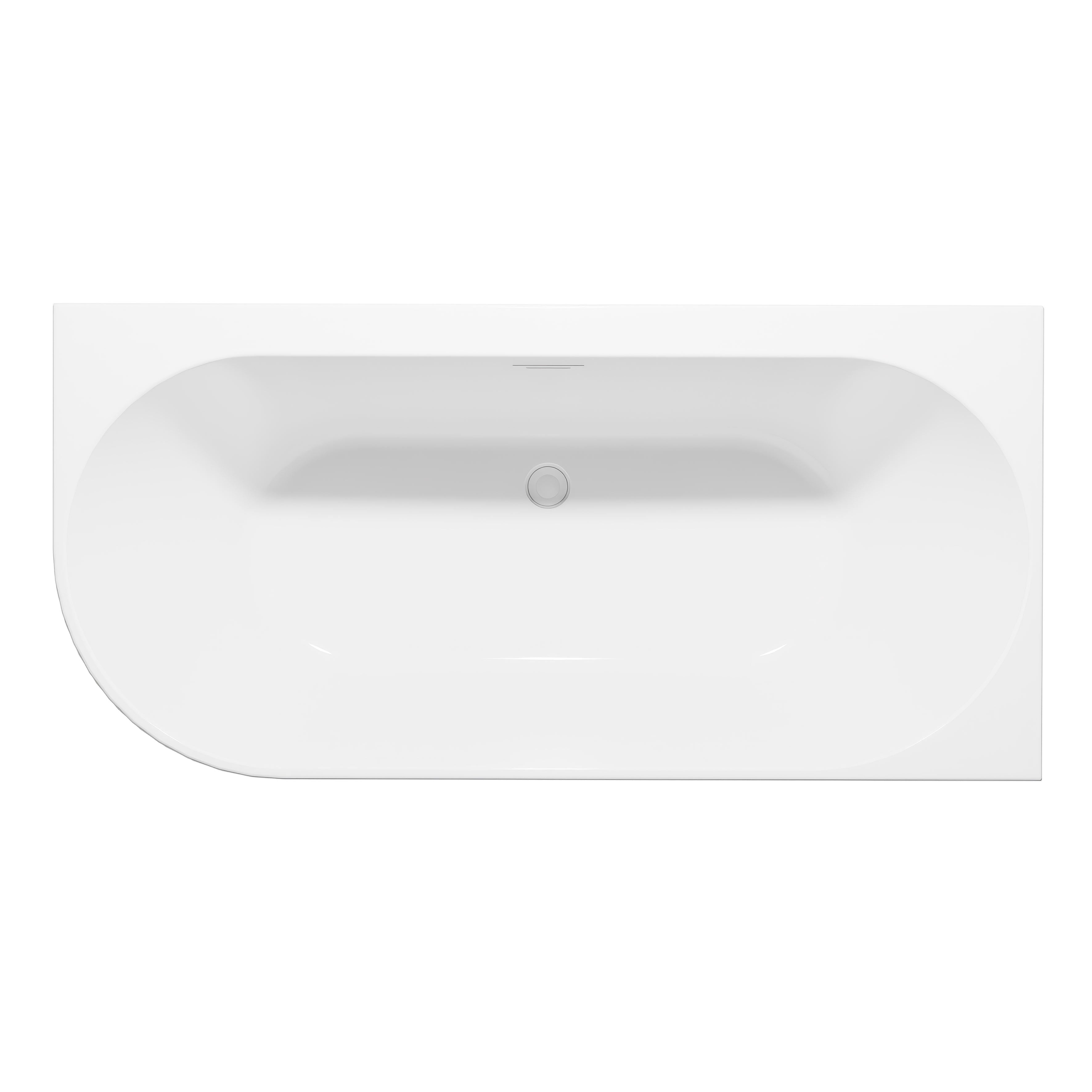Baridi Right-Hand Corner Slim Rim Bath with Overflow System 160cm, Gloss White - DH427