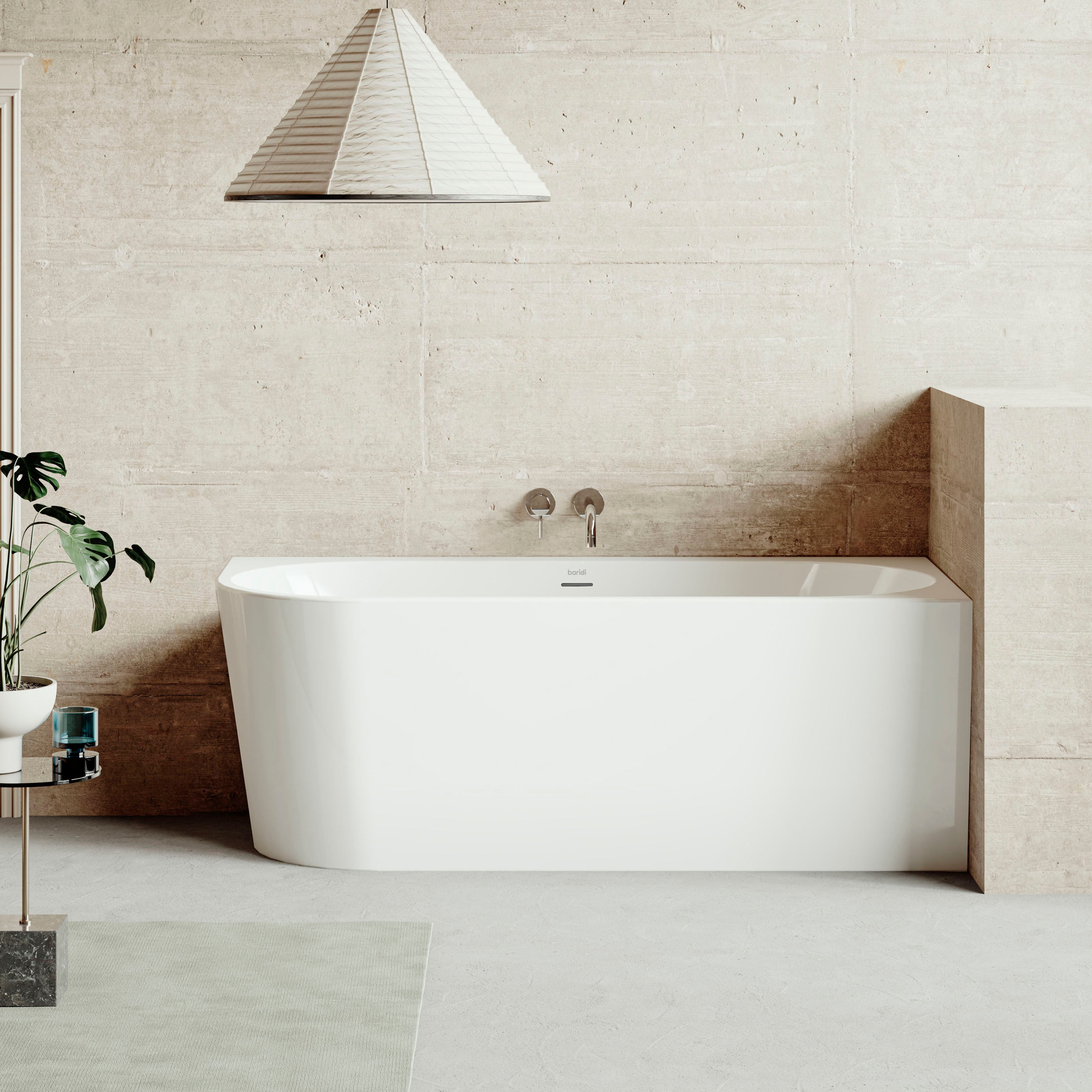 Baridi Right-Hand Corner Slim Rim Bath with Overflow System 170cm, Gloss White - DH428