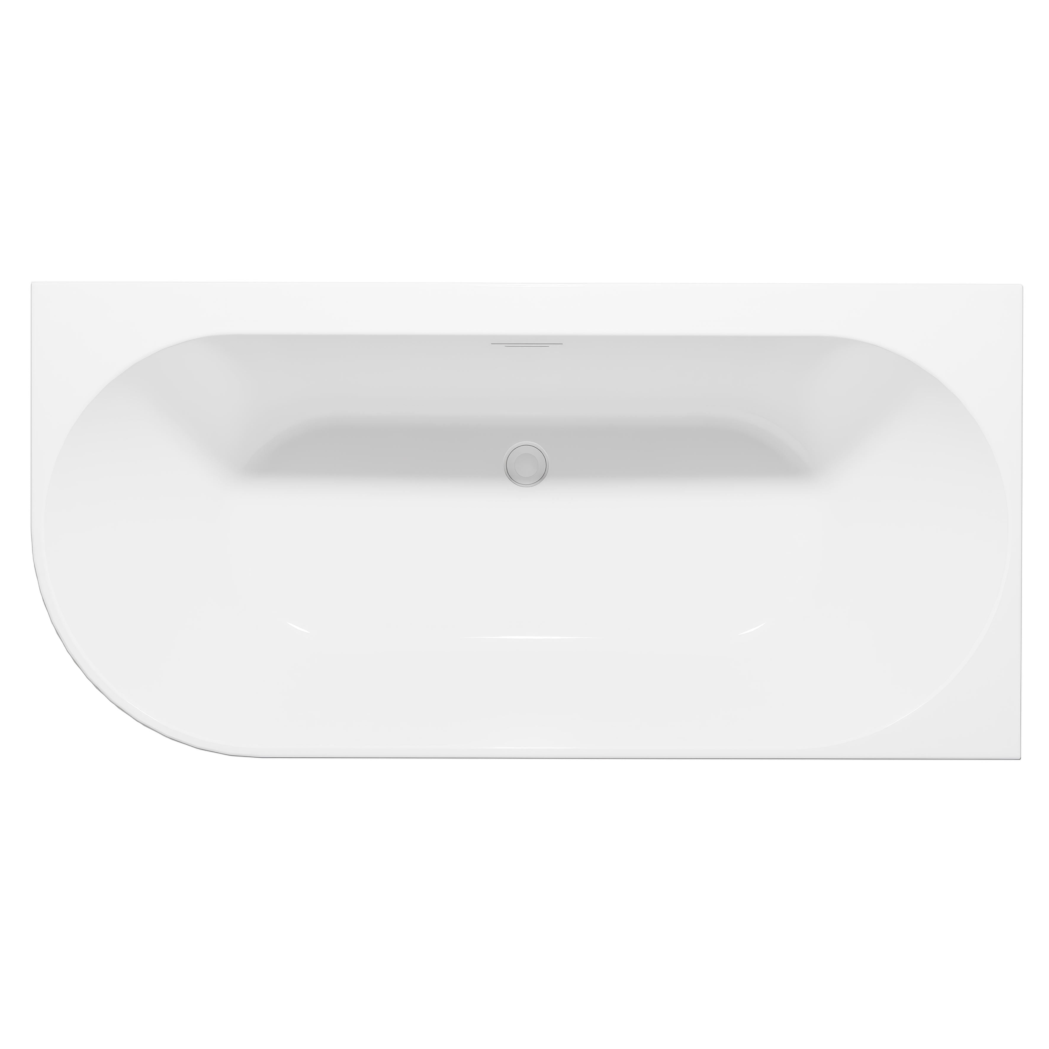 Baridi Right-Hand Corner Slim Rim Bath with Overflow System 170cm, Gloss White - DH428