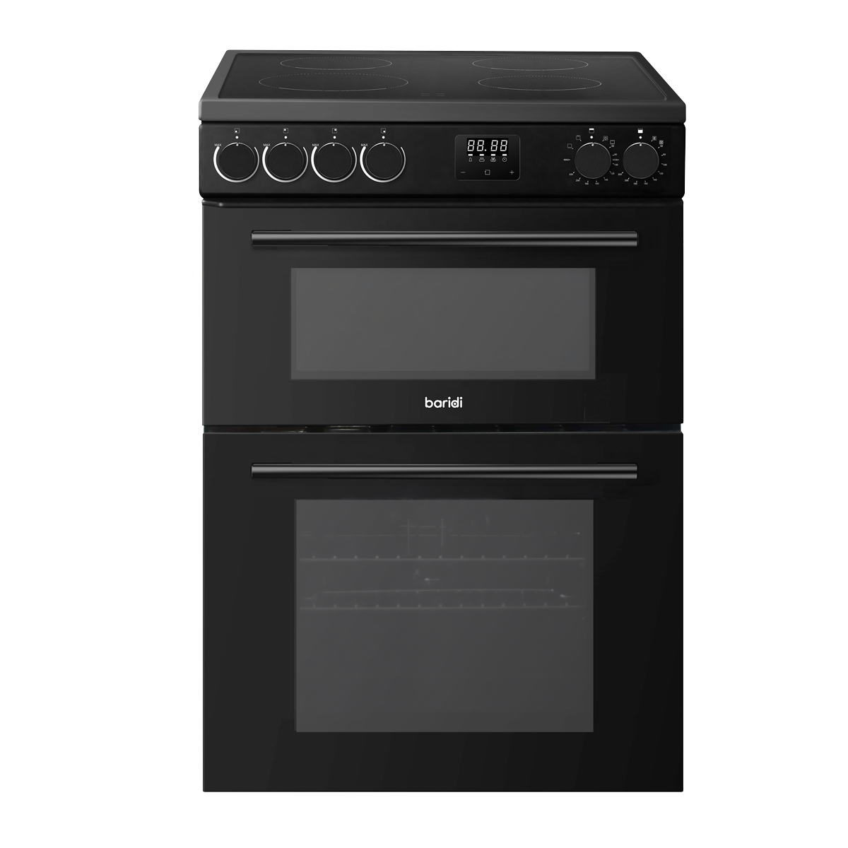 Baridi Freestanding Electric Cooker 60cm with 99L Double Cavity & 4 Zone Ceramic Hob, Black - DH429