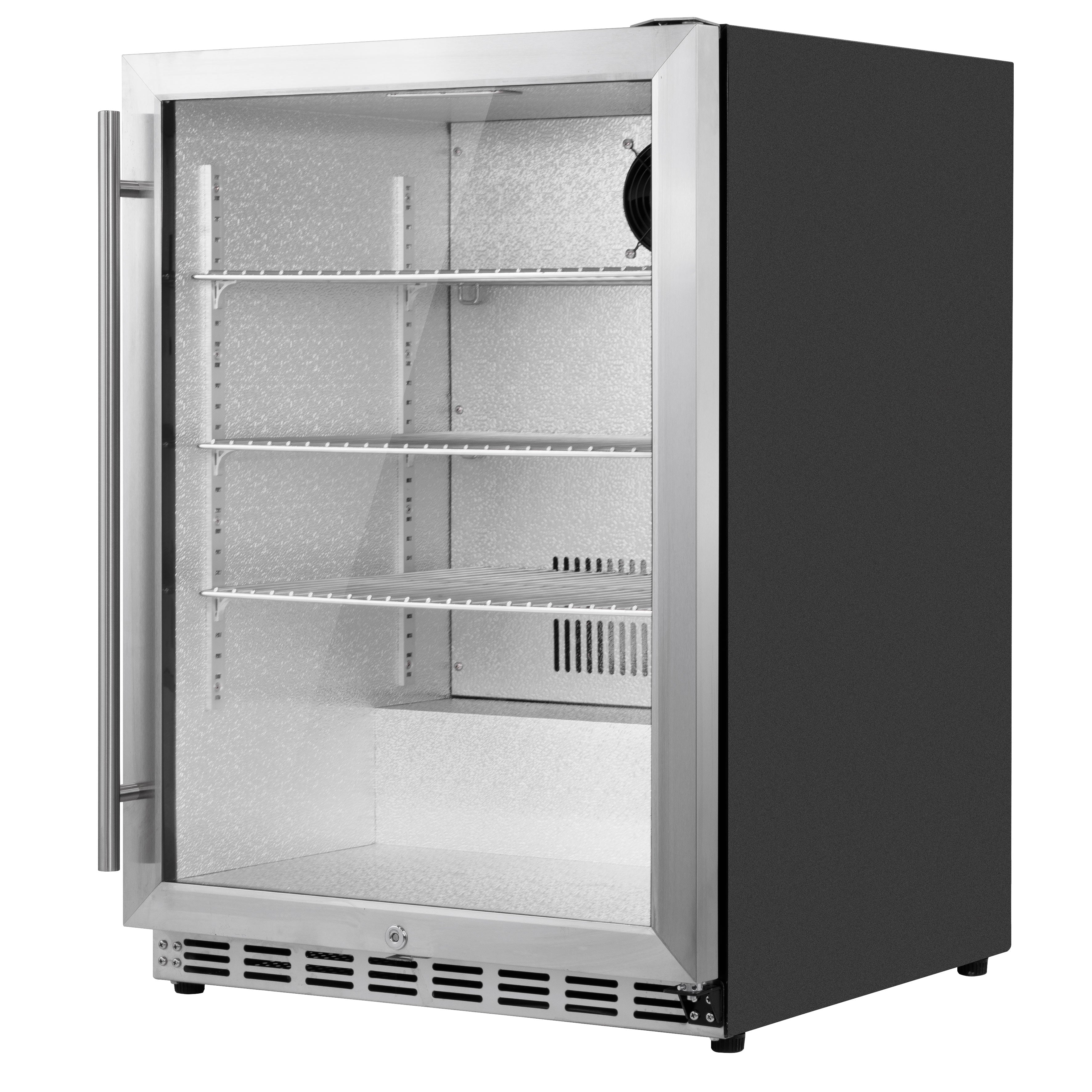 Baridi Outdoor Drinks/Beverage/Bar Fridge, with Triple Glazed Door & Security Lock 150L, Stainless Steel - DH439