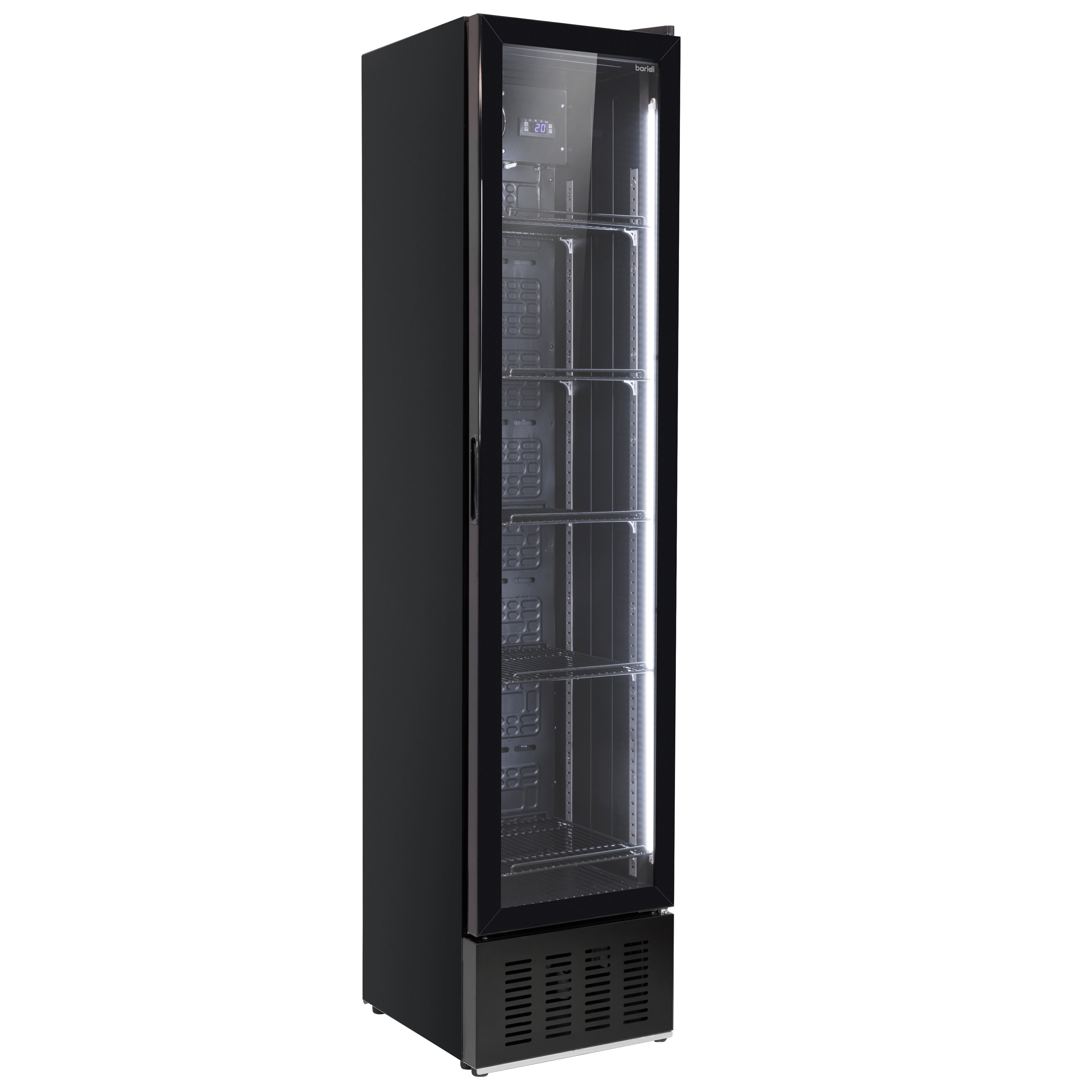 Baridi Tall Drinks/Bar Fridge with Digital Controls & Auto Defrost 160L, Black - DH440