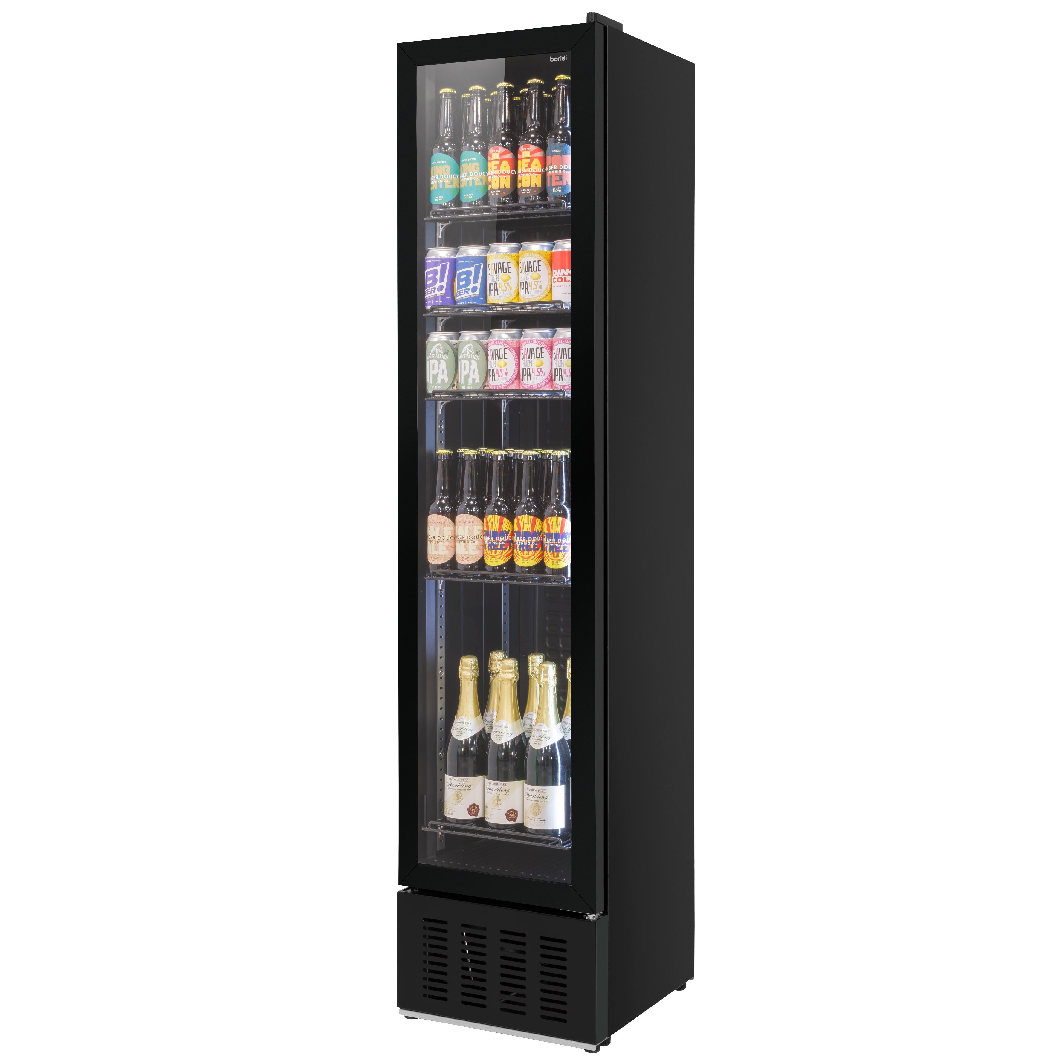 Baridi Tall Drinks/Bar Fridge with Digital Controls & Auto Defrost 160L, Black - DH440