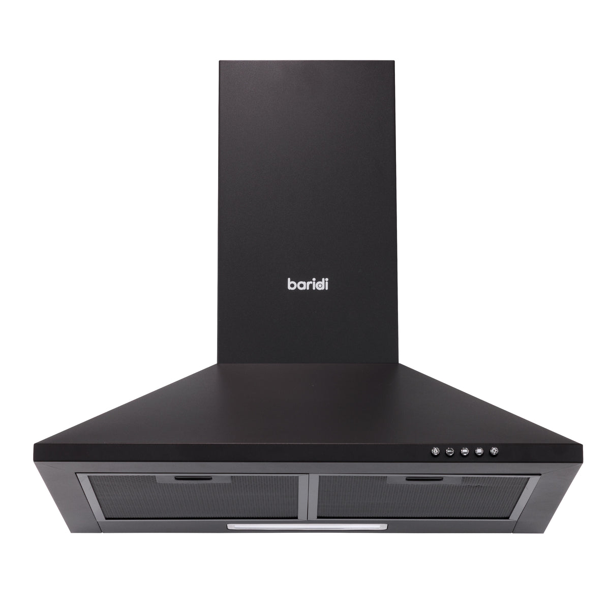 Baridi 60cm Chimney Style Cooker Hood with Carbon Filters, Matt Black - DH451