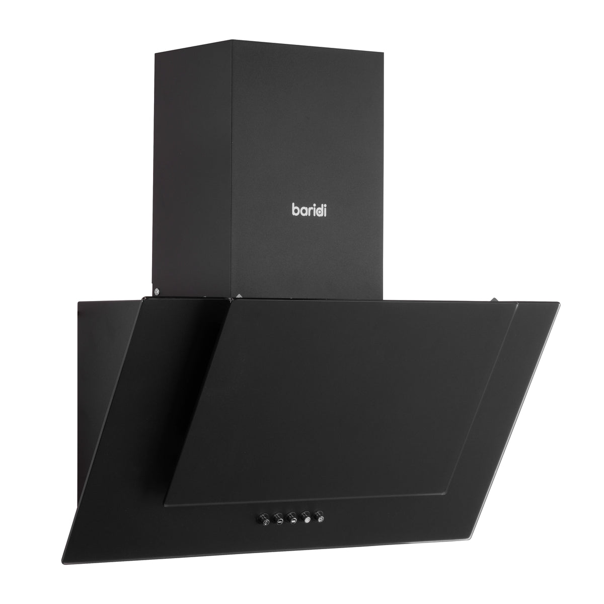 Baridi 60cm Angled Chimney Cooker Hood with Carbon Filters, LED Lamp, Energy Class B, Matt Black - DH452