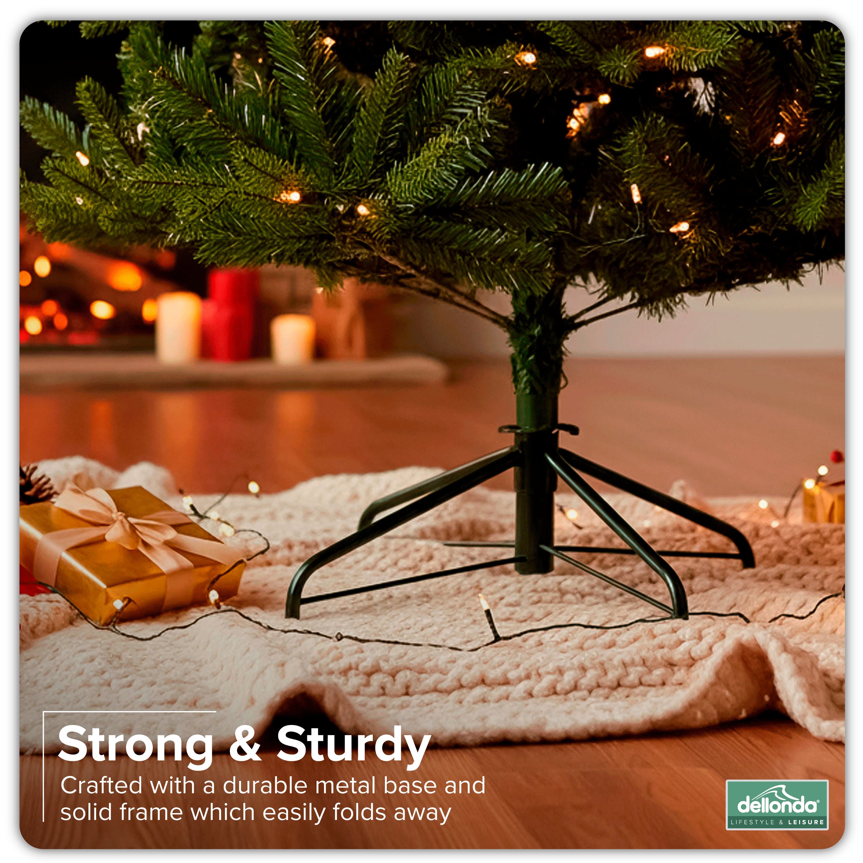 Artificial Hinged Christmas Tree, 7ft/210cm with 1400+ PE Tips & PVC Interior - DH46