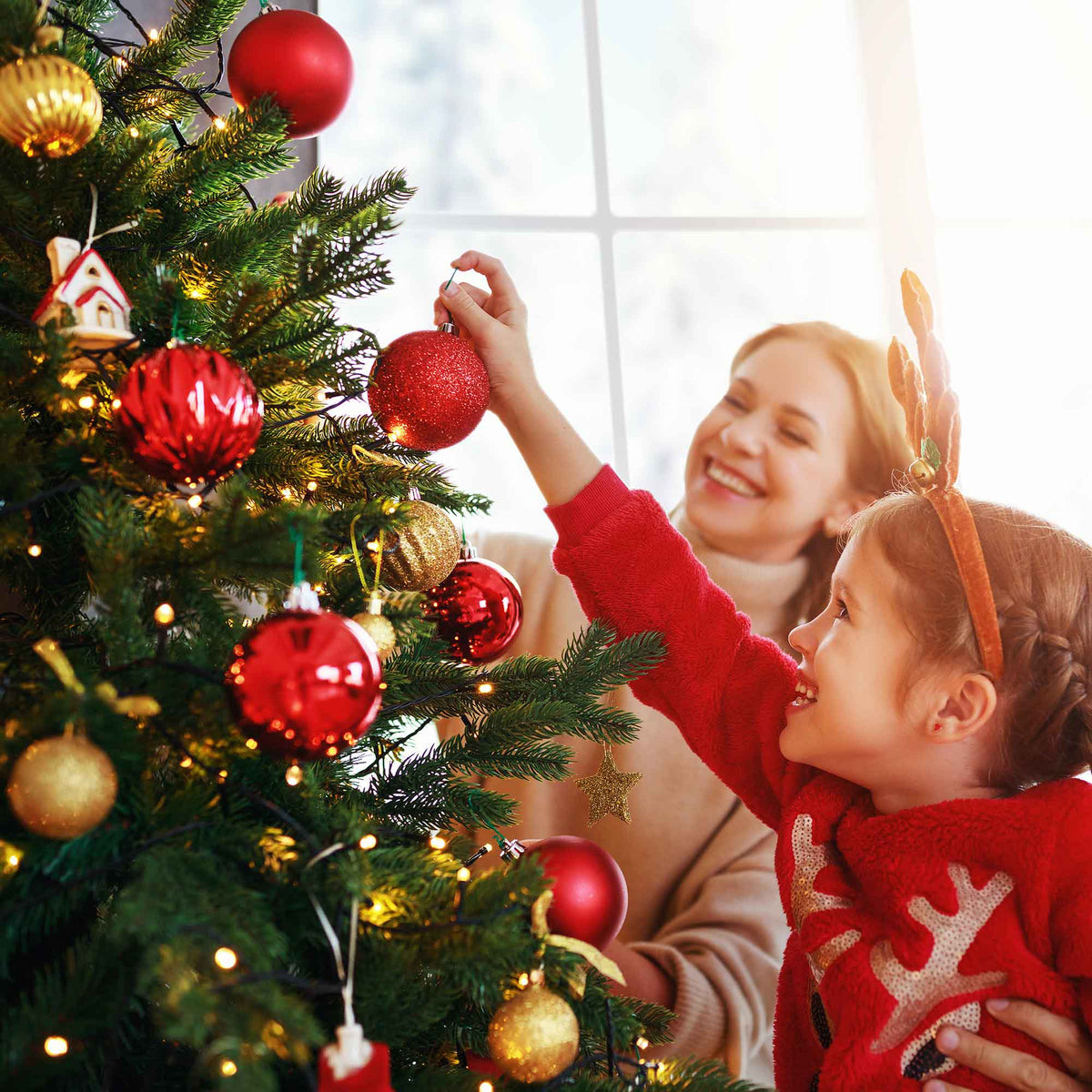Pre-Lit 5ft Hinged Christmas Tree with Warm White LED Lights & PE/PVC Tips - DH80