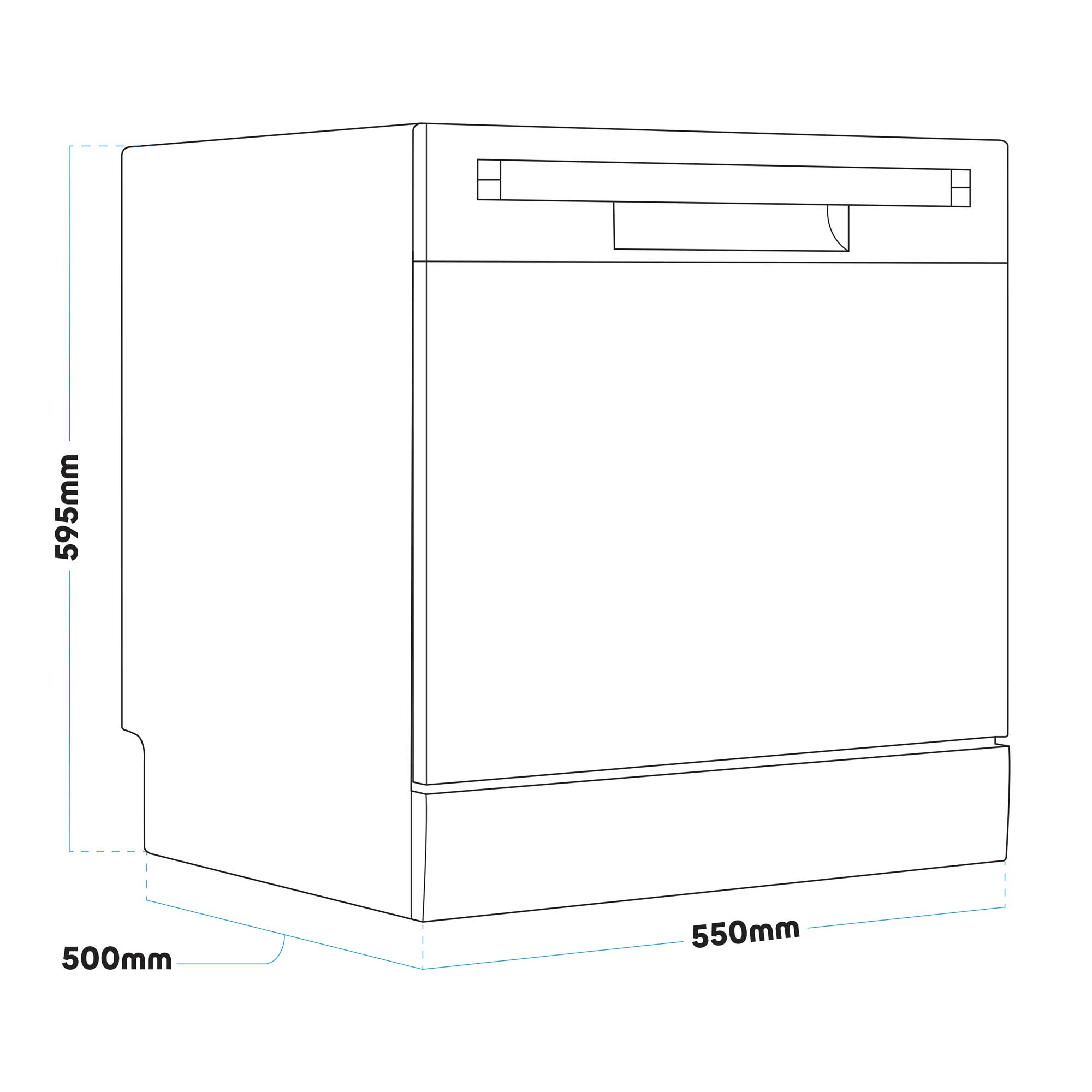 Baridi DH87 Tabletop Dishwasher Action shot - dimensions
