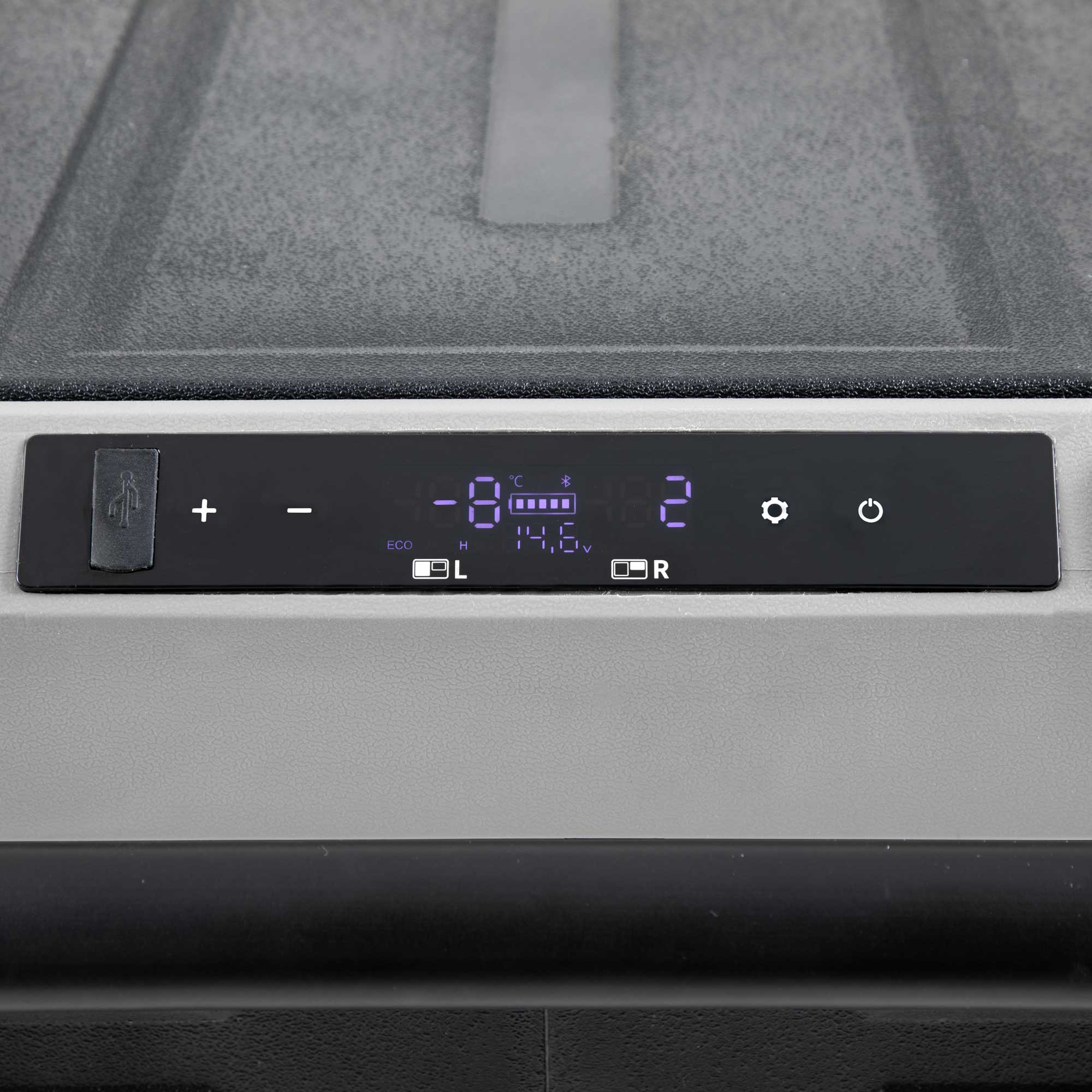 Dellonda DL128 Car Fridge Action shot - control - panel