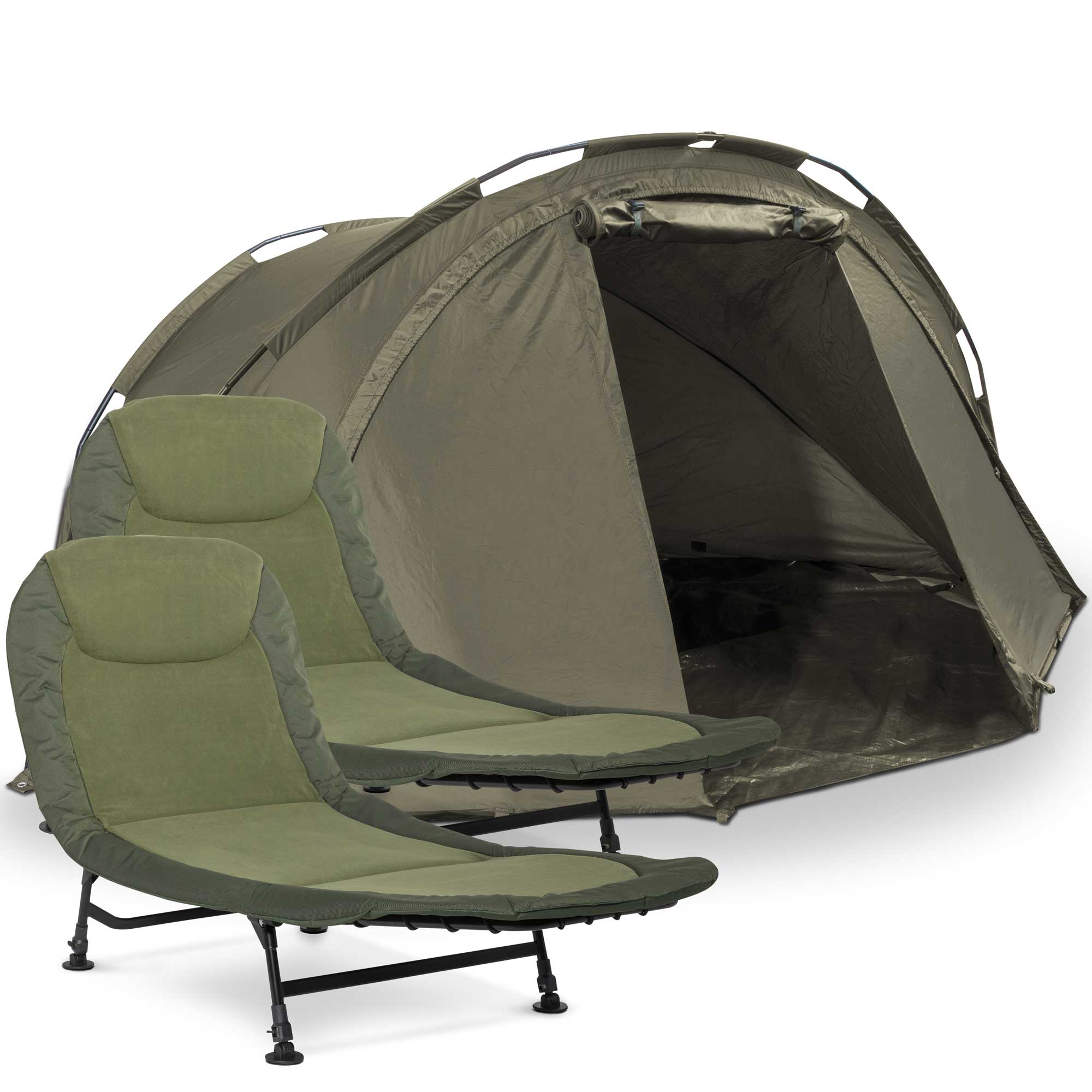 fishing zelt 2-Man Fishing Bivvy/Carp Tent, Lightweight & Waterproof with Two Bedch