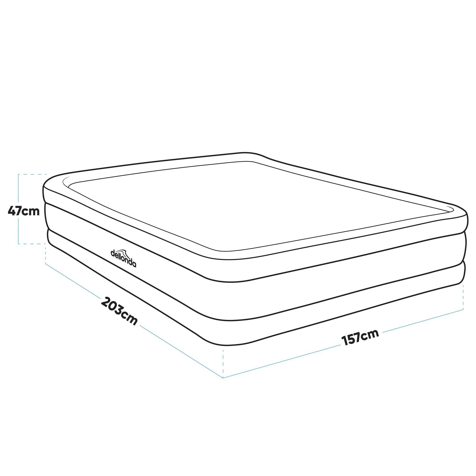 Dellonda DL145 Air Beds Action shot - dimension diagram