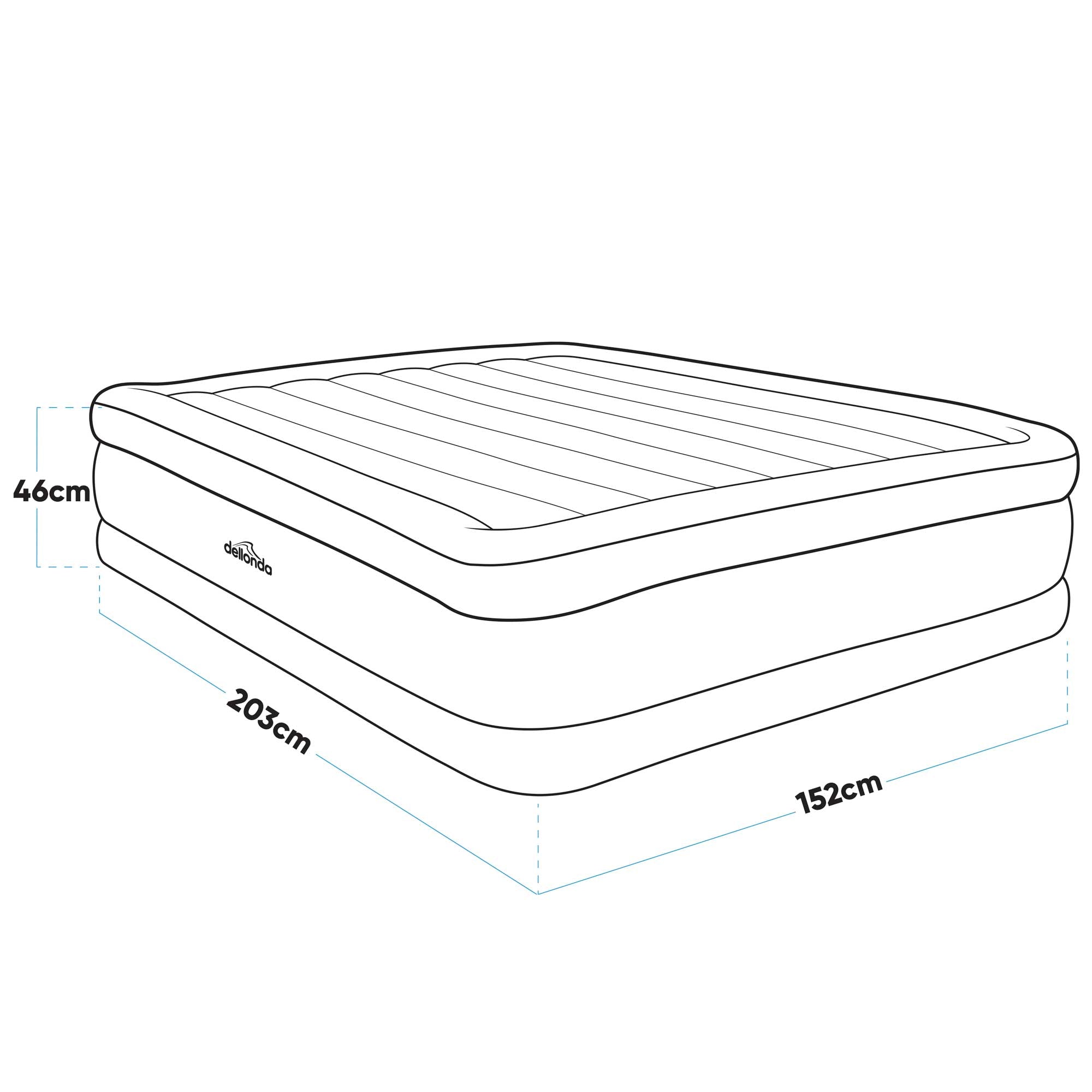 Dellonda DL147 Air Beds Action shot - dimension diagram