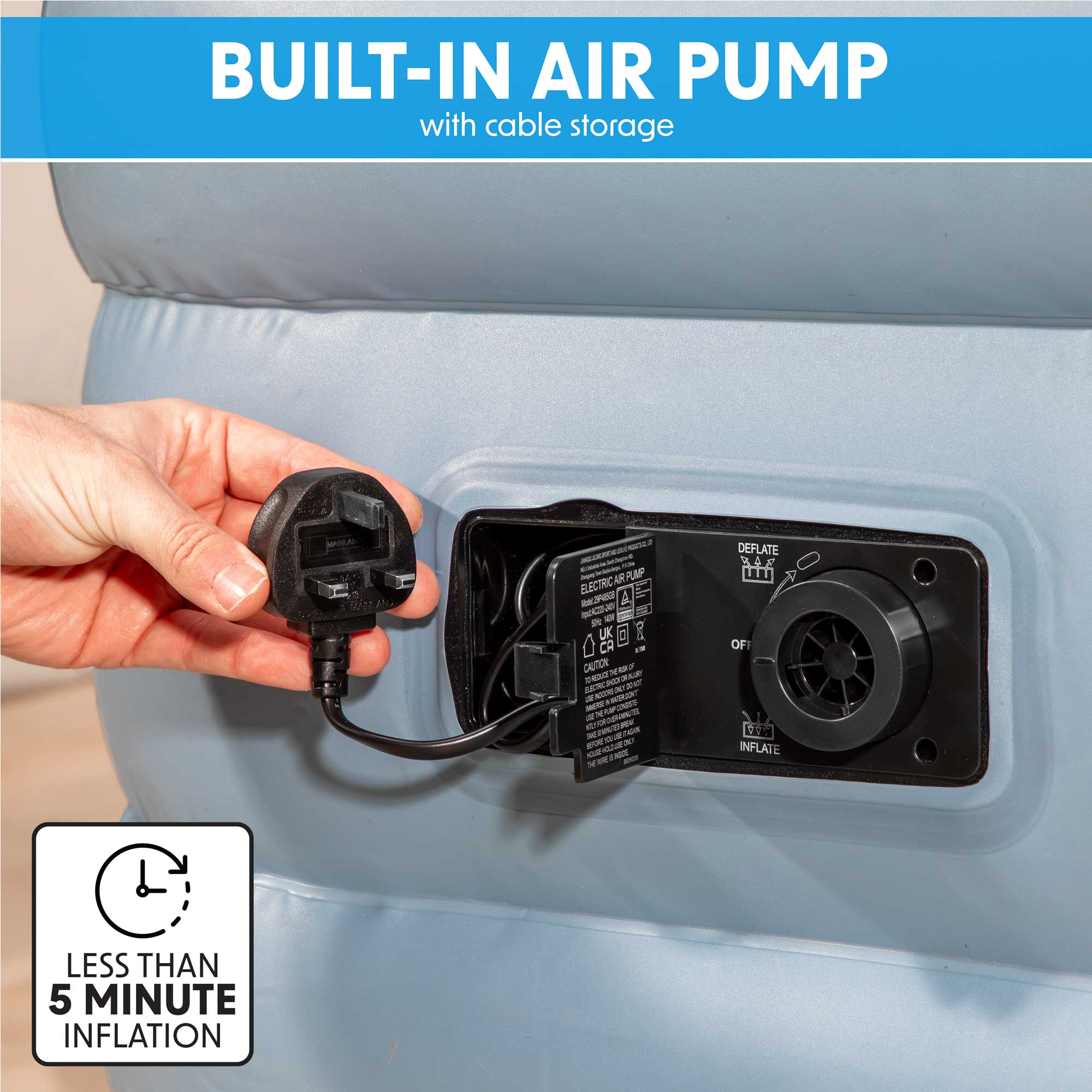 Dellonda DL147 Air Beds Built in pump - infographic