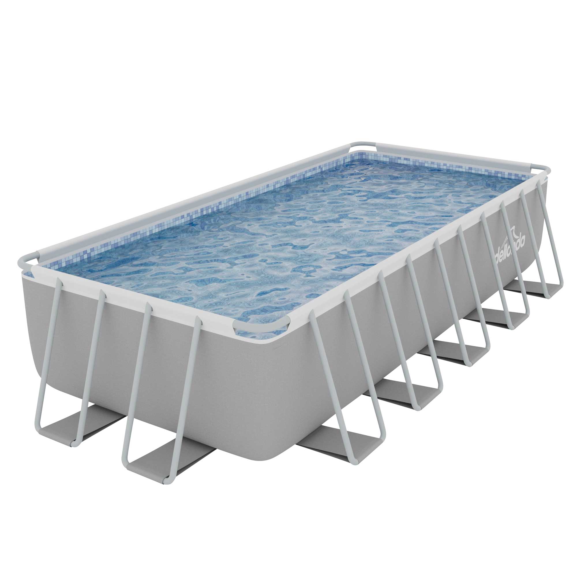 Dellonda 21ft Deluxe Rectangular Steel Frame Swimming Pool with Step L