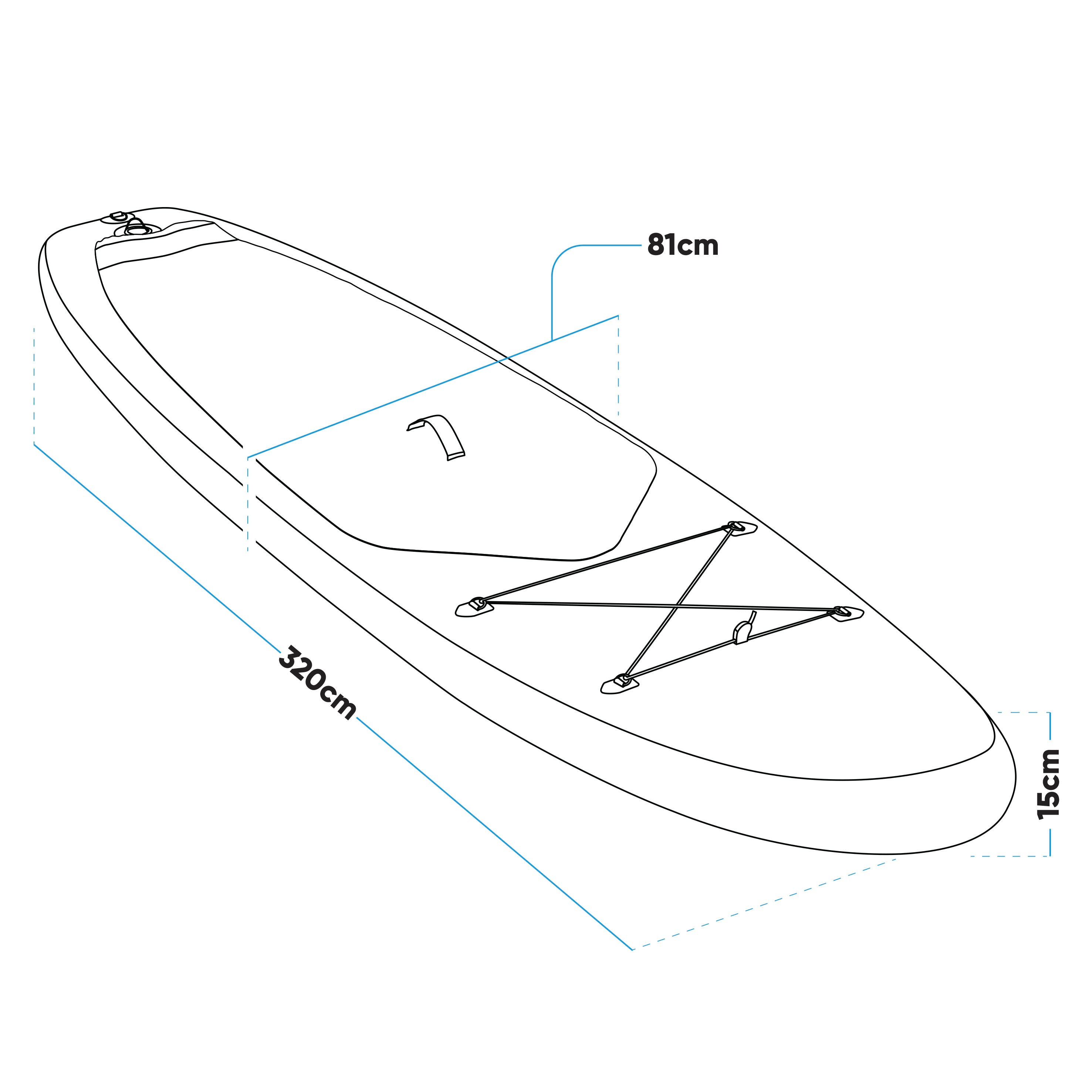 Dellonda DL152 Paddle Board Action shot - dimension diagram