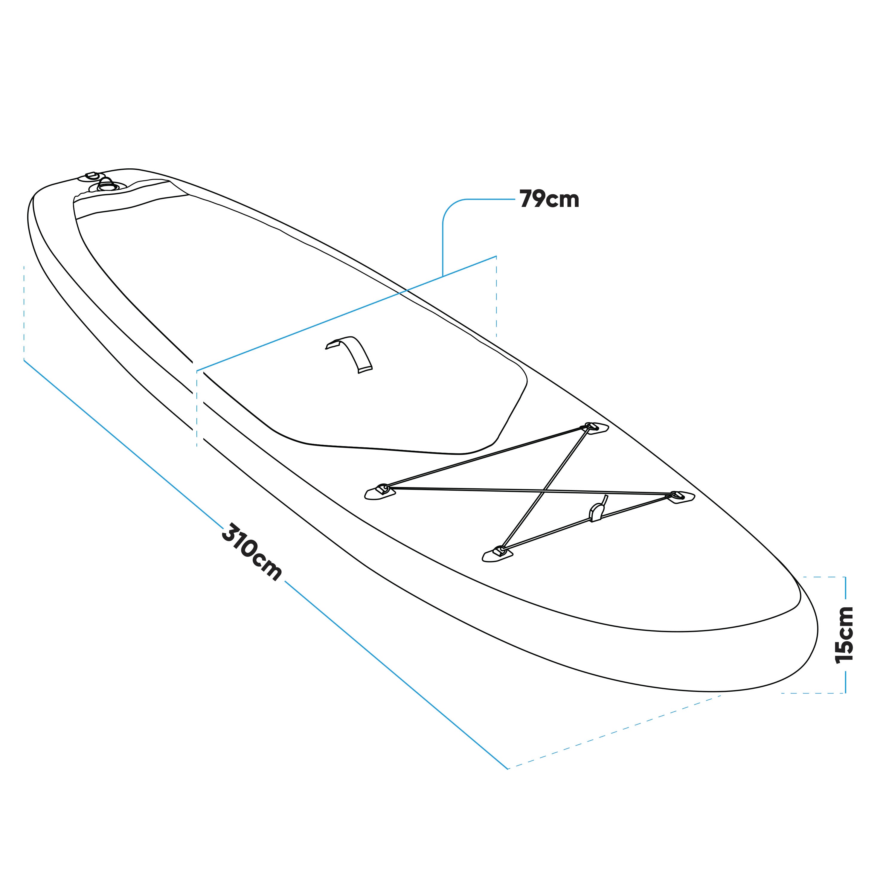 Dellonda DL153 Paddle Board Action shot - dimension diagram