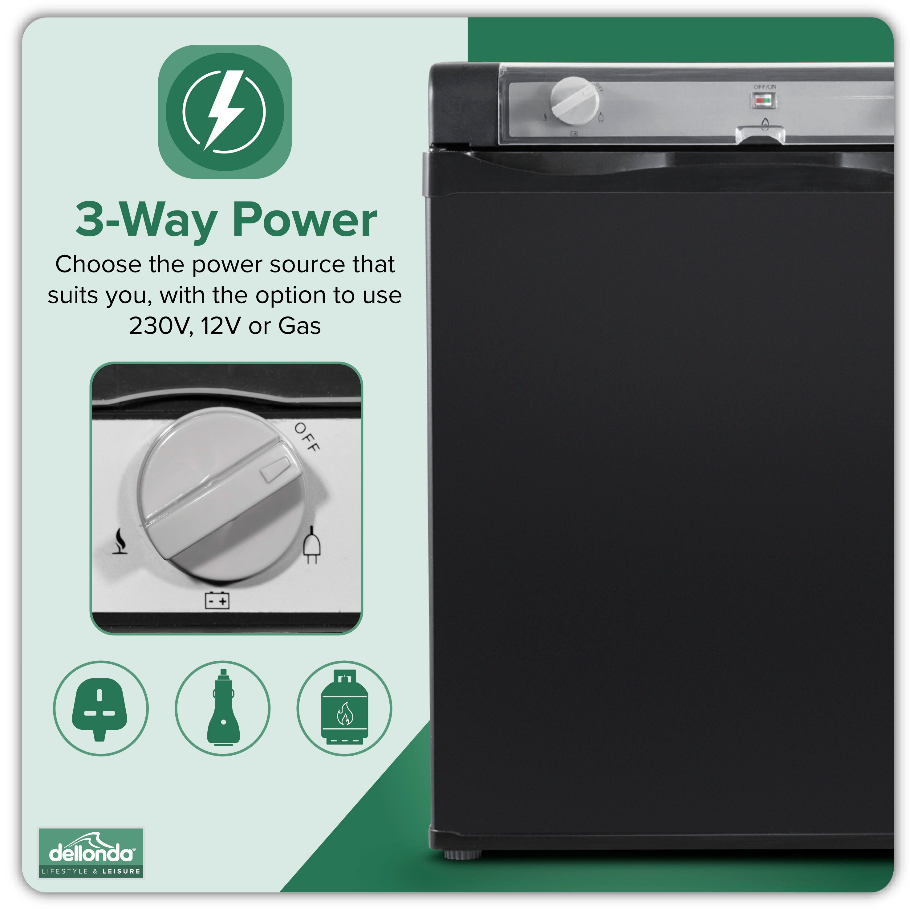 Dellonda DL158 Fridge Action shot - infographic - icon - summary - 2nd perspective