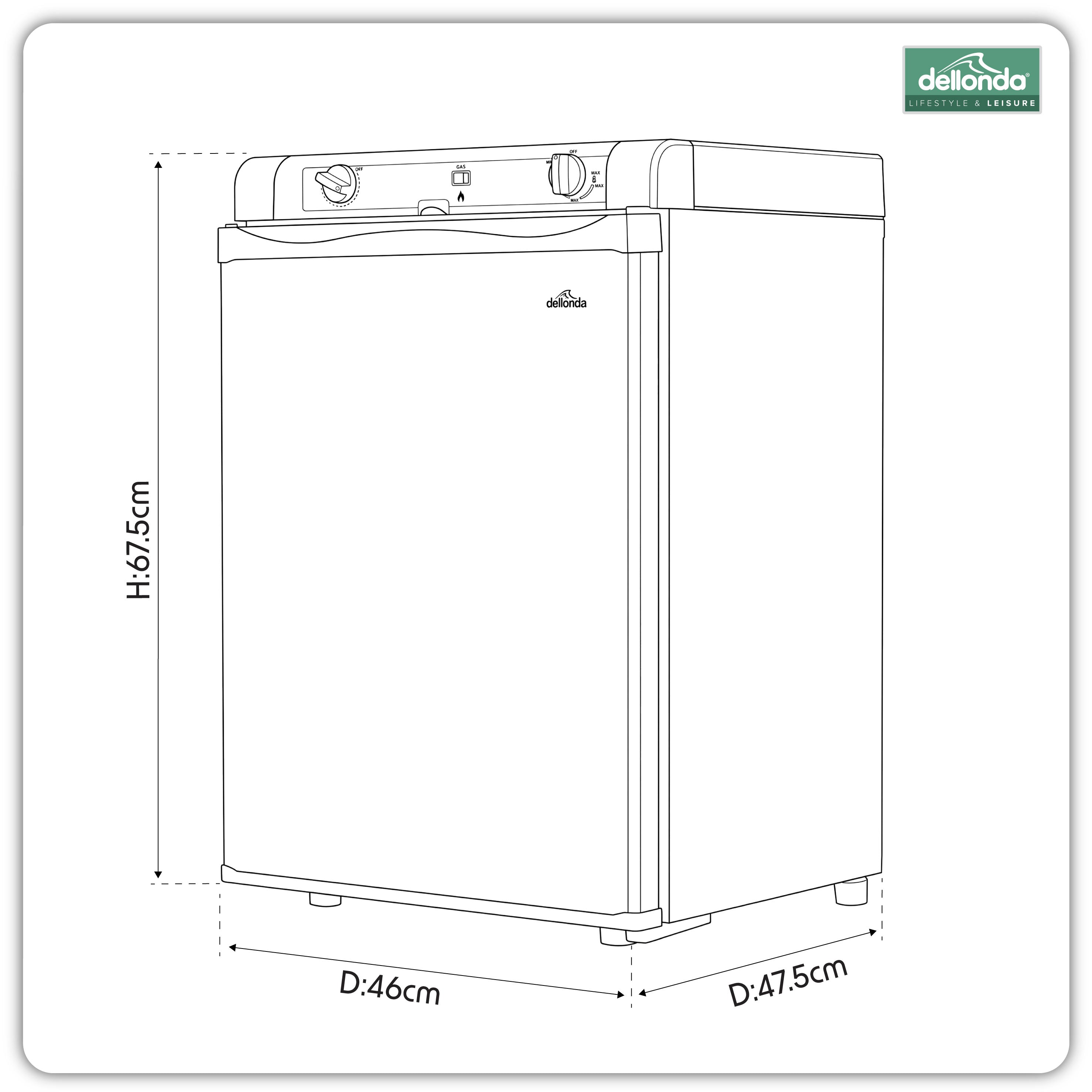 Dellonda, 3 Way Fridge, Gas/12V/230V, 60L, Camping, Motorhome, Truck, Black, DL159