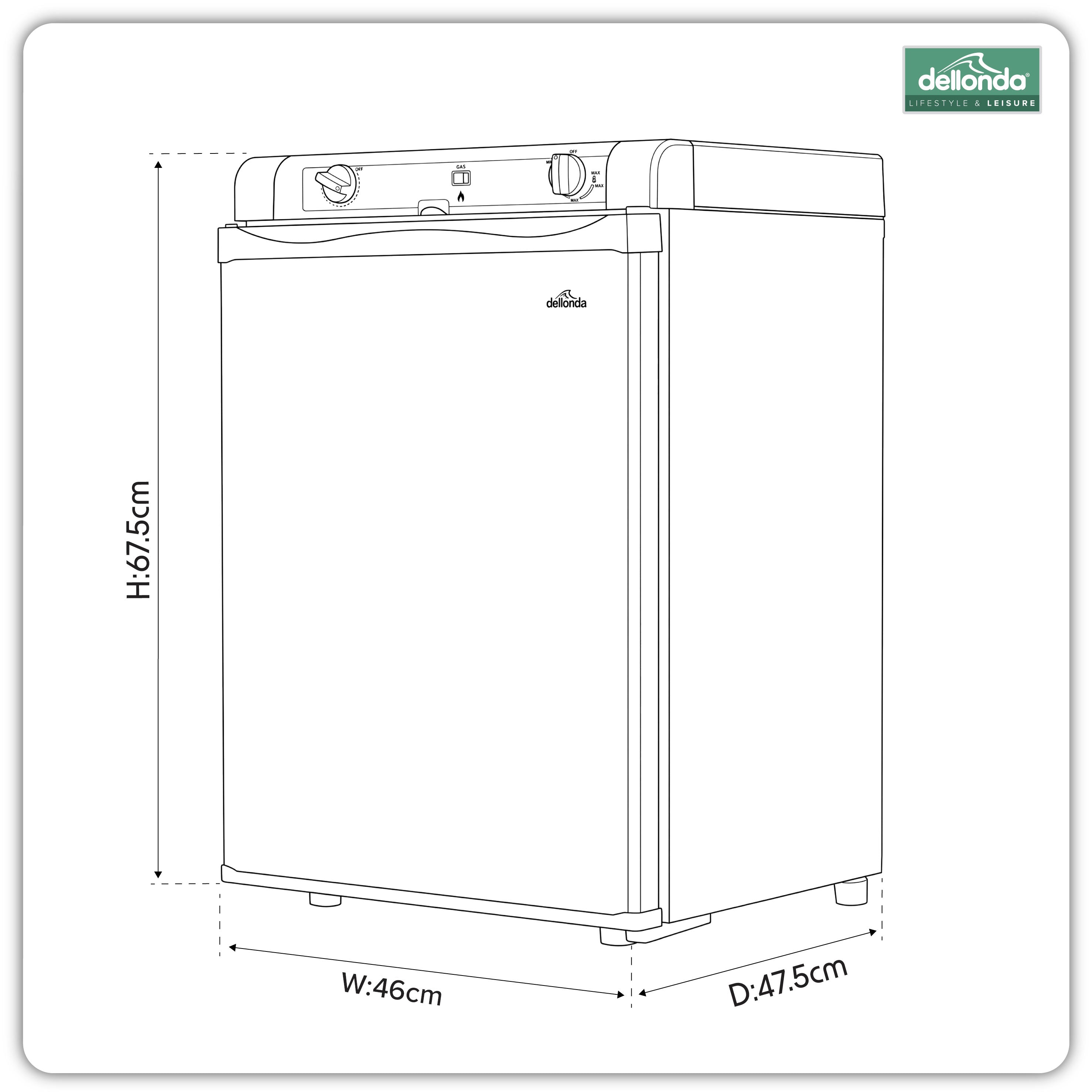 Dellonda, 3 Way Fridge, Gas/12V/230V, 60L, Camping, Motorhome, Truck, Black, DL159