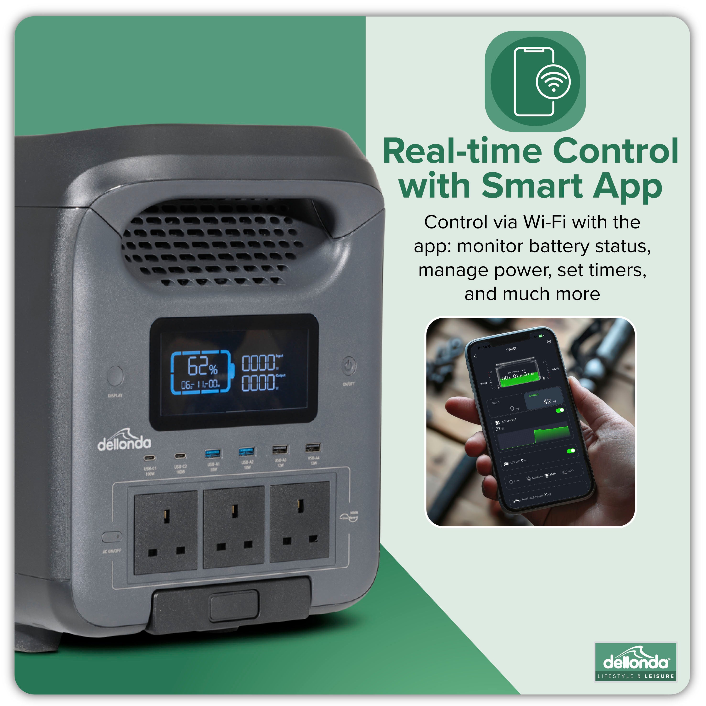 Portable Power Station & Expansion Battery, 3000W, 2 x 2560Wh, LiFePO4 Batteries - DL182