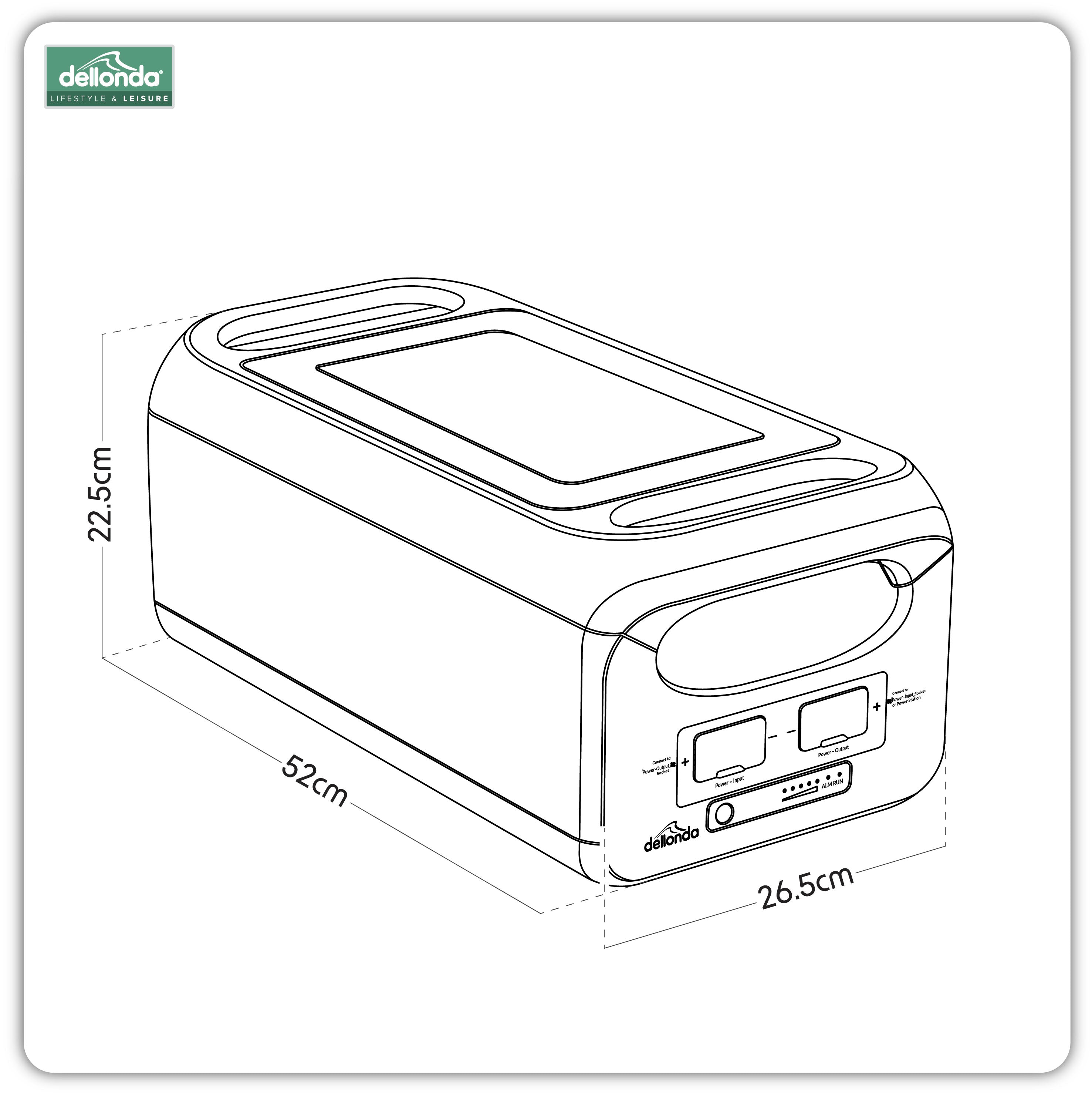 Dellonda DL164 Power Station Action shot - dimension diagram