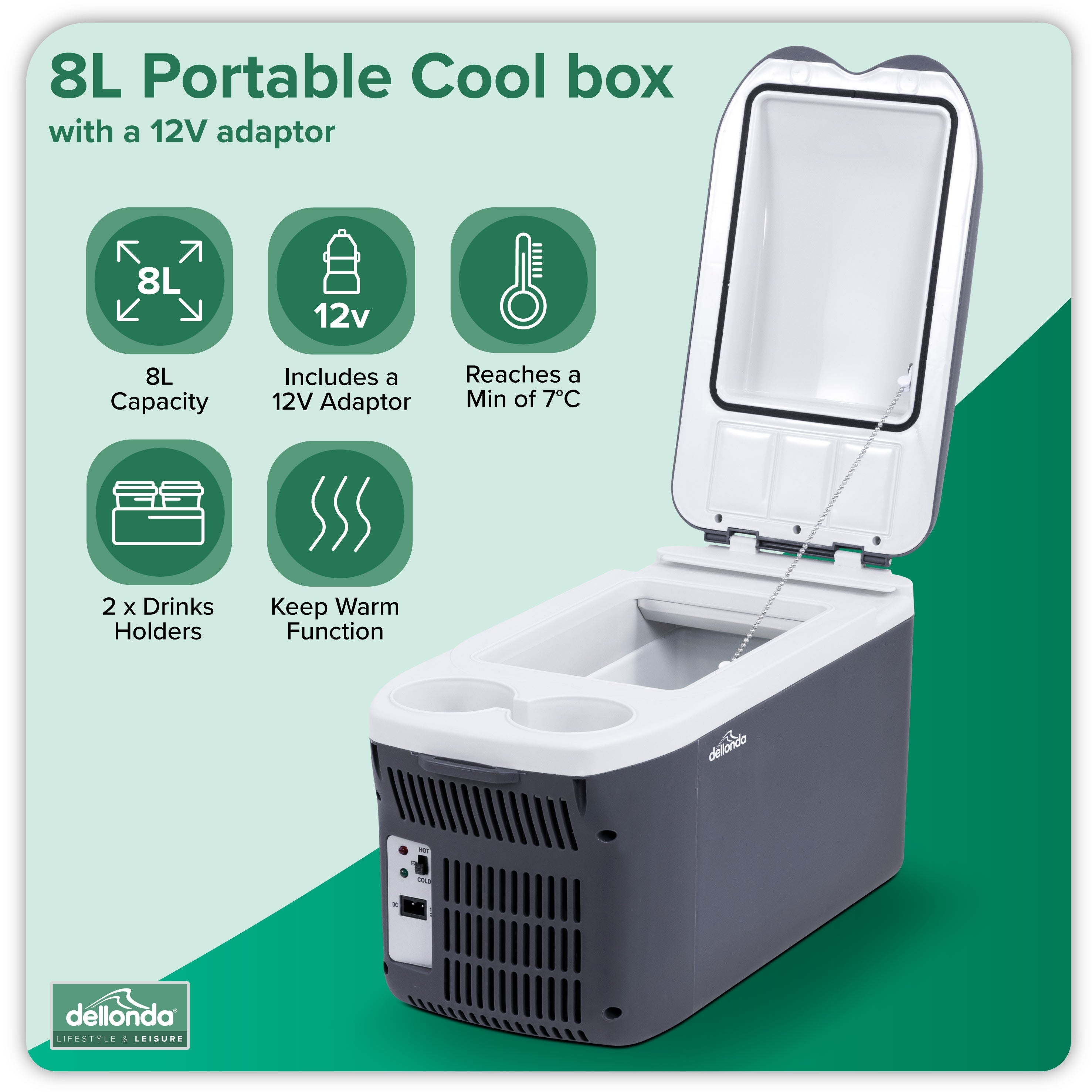 8L Portable Cool Box 12V - DL166