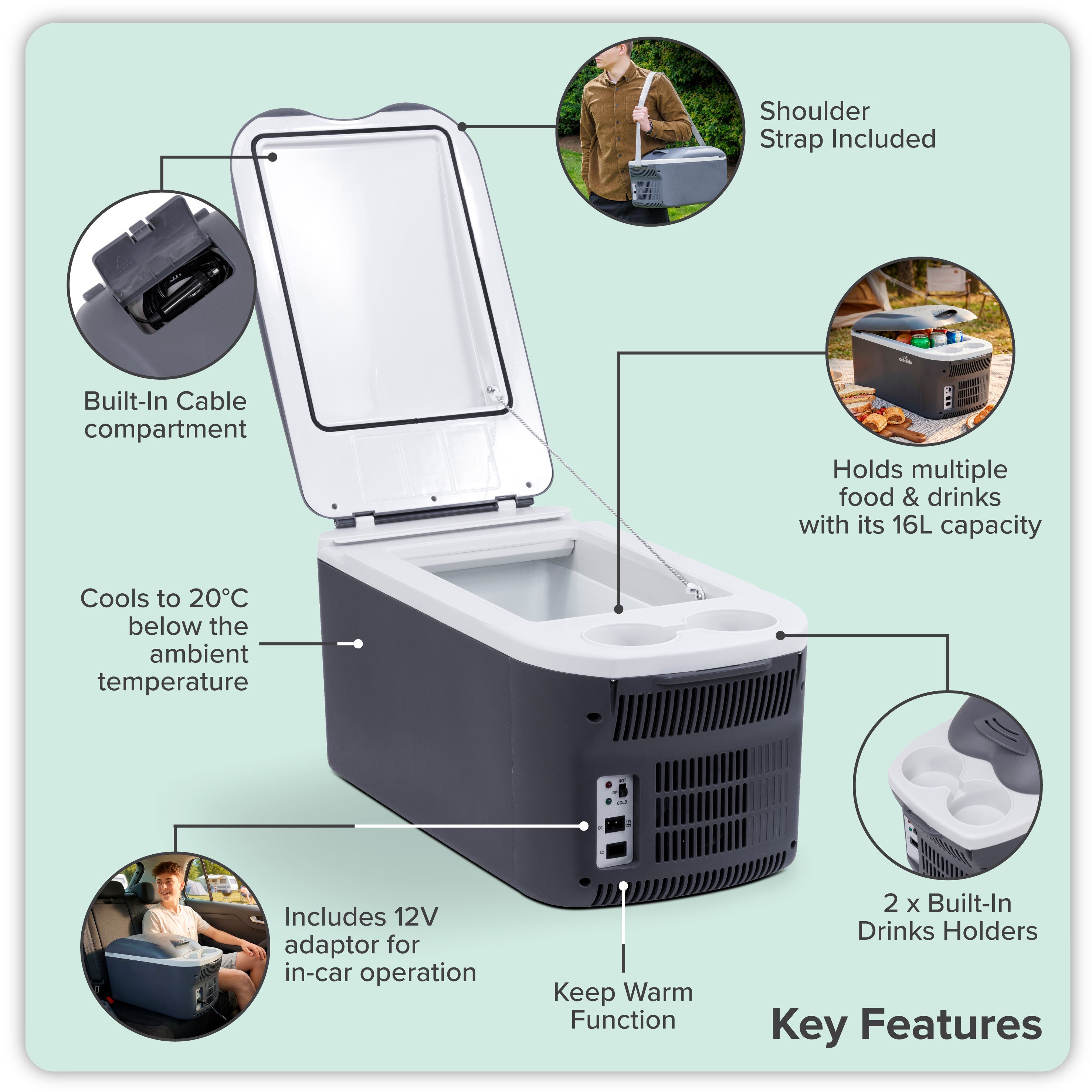 16L Portable Cool Box 12V/230V - DL167