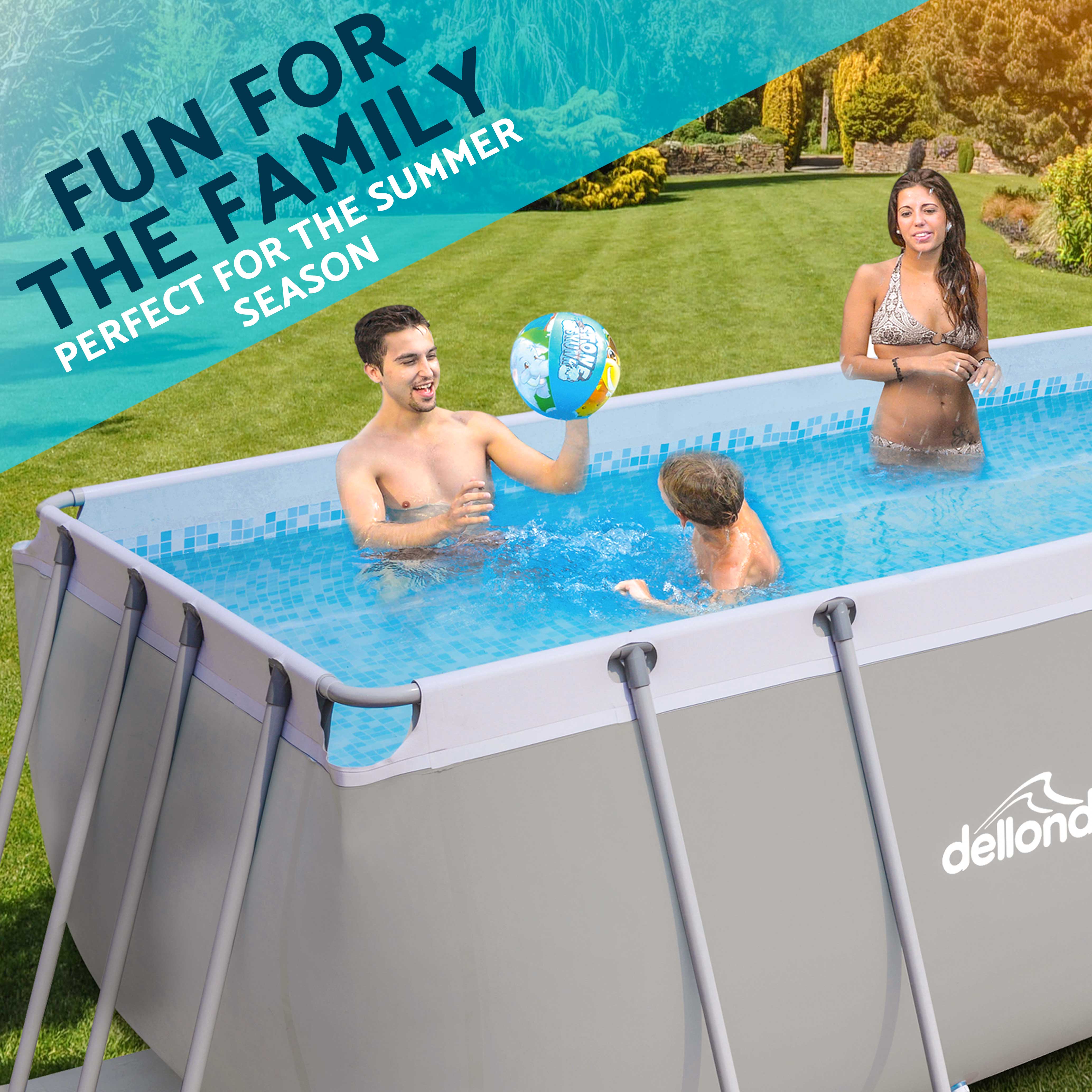 Dellonda DL21 Steel Frame Pools Action shot - fun - for - all - the - family
