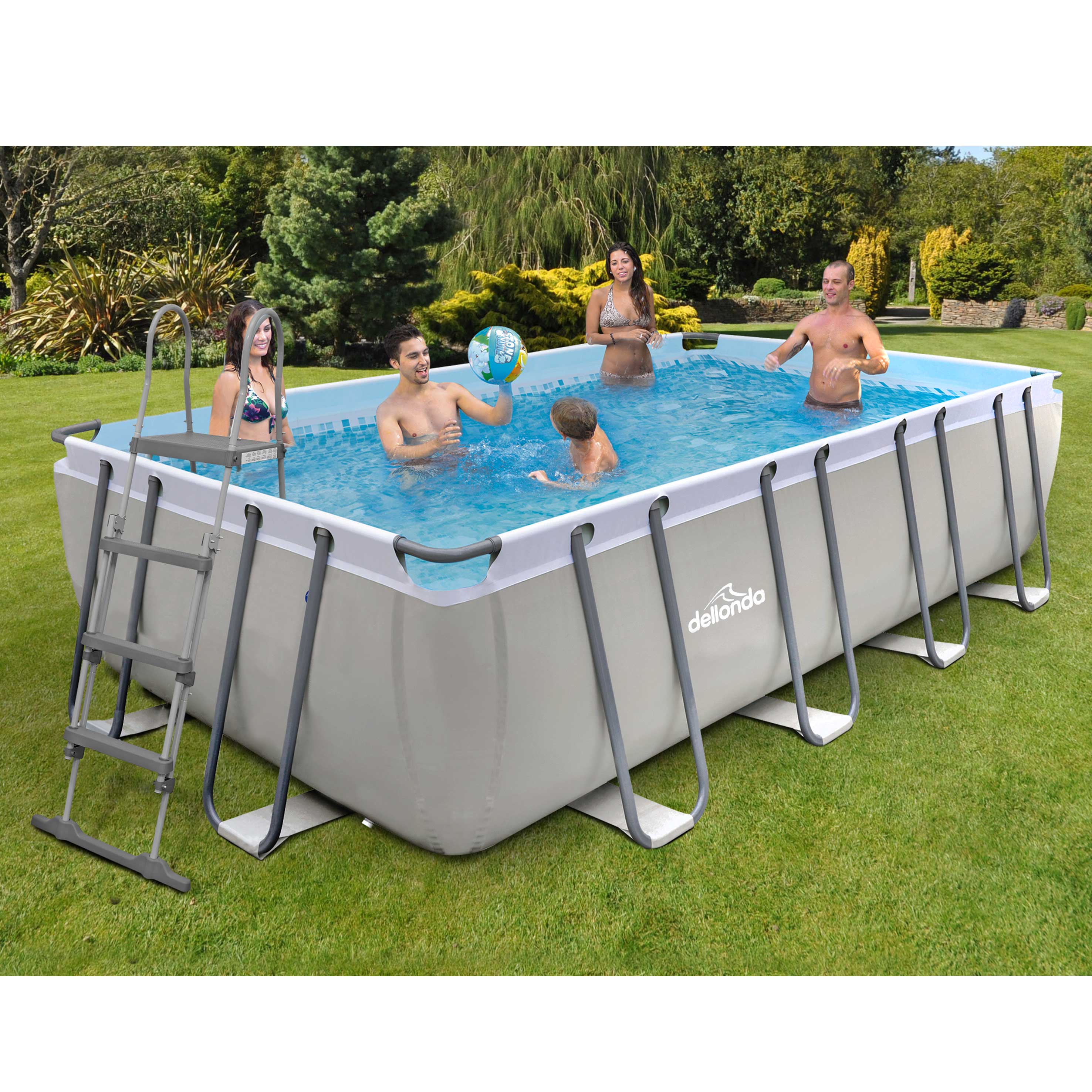 Dellonda DL22 Steel Frame Pools Action shot - in garden - 5th perspective
