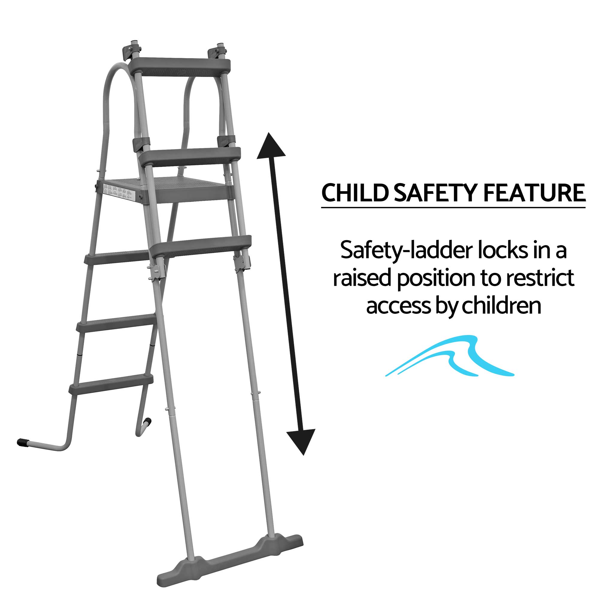 Dellonda DL22 Steel Frame Pools Action shot - ladder - child - friendly