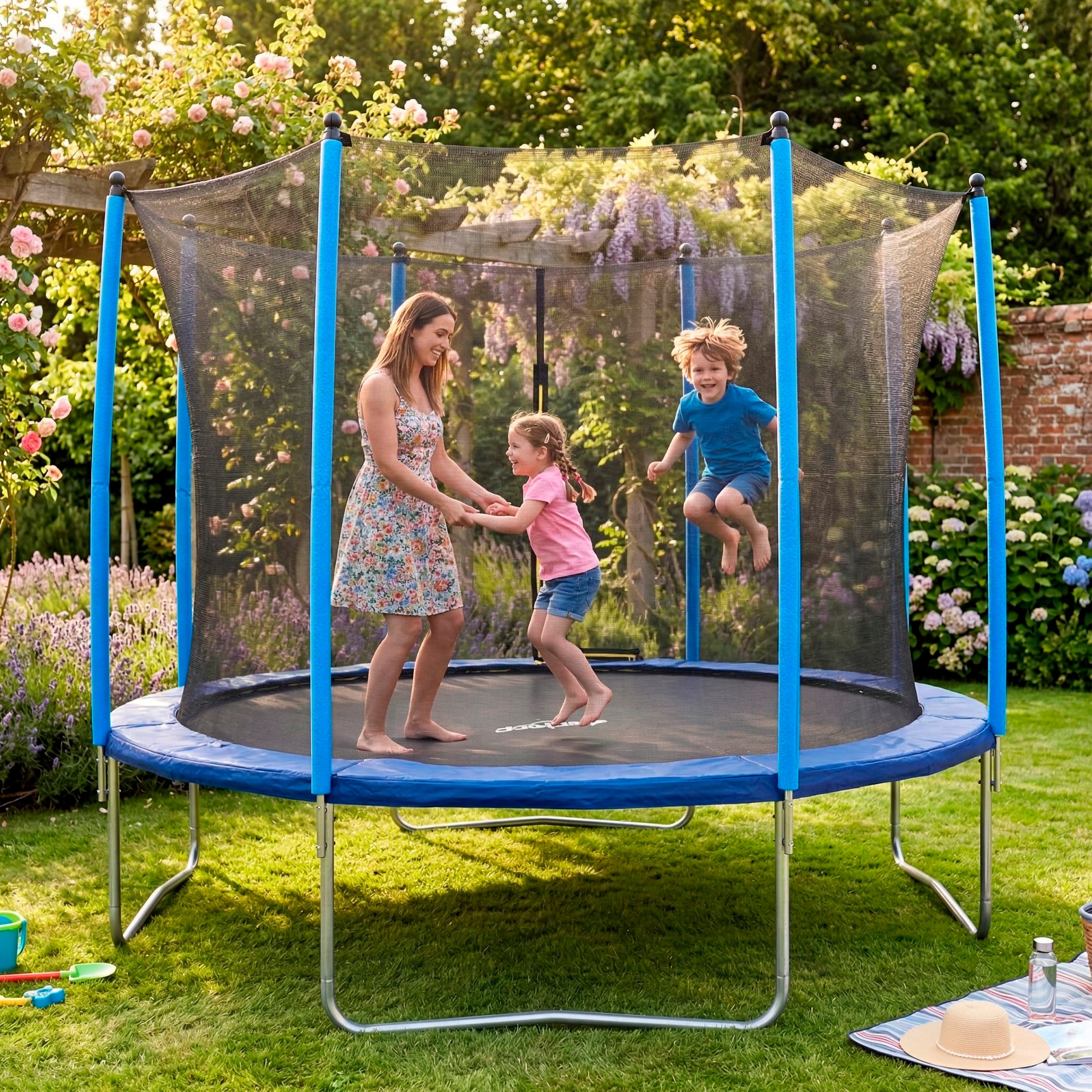 12ft Heavy-Duty Outdoor Trampoline for Kids with Safety Enclosure Net - DL69
