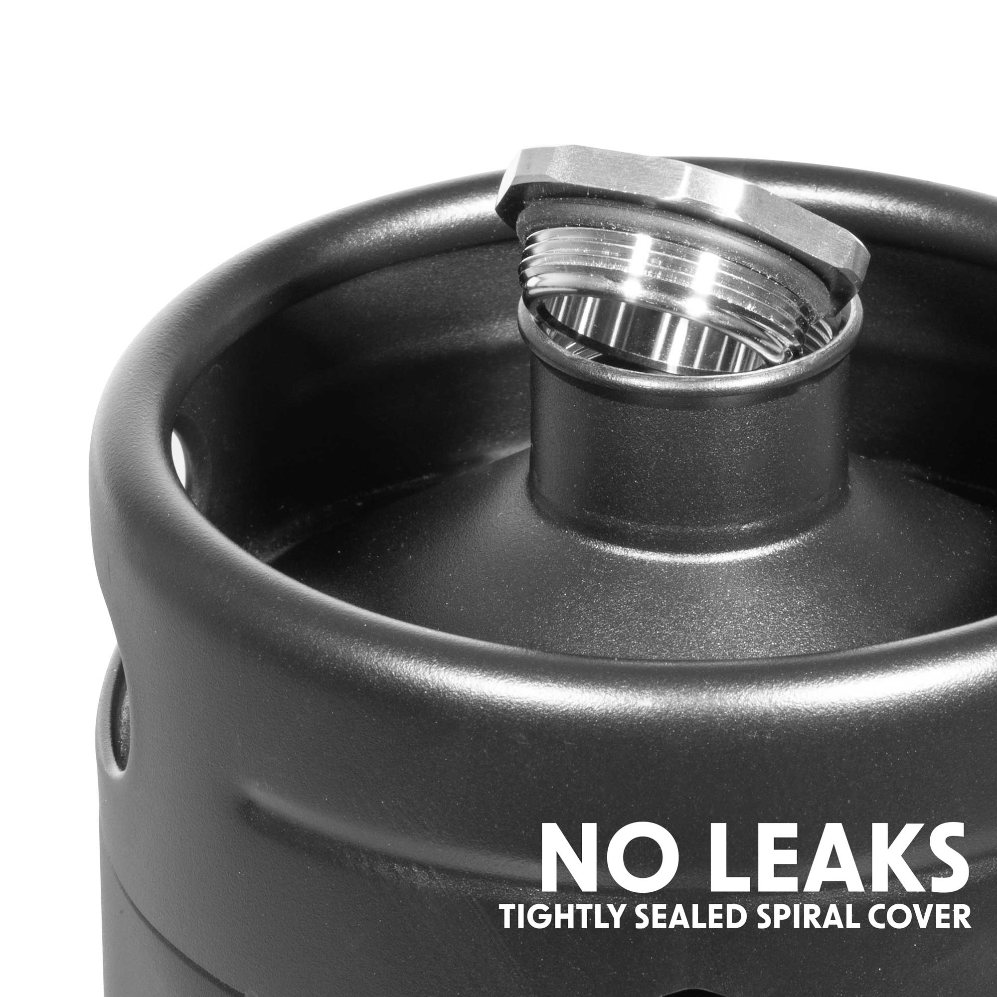 Baridi Stainless Steel Growler Keg 2L, Matte Black suitable for Soft Drinks and Beer- DH99 - Dellonda
