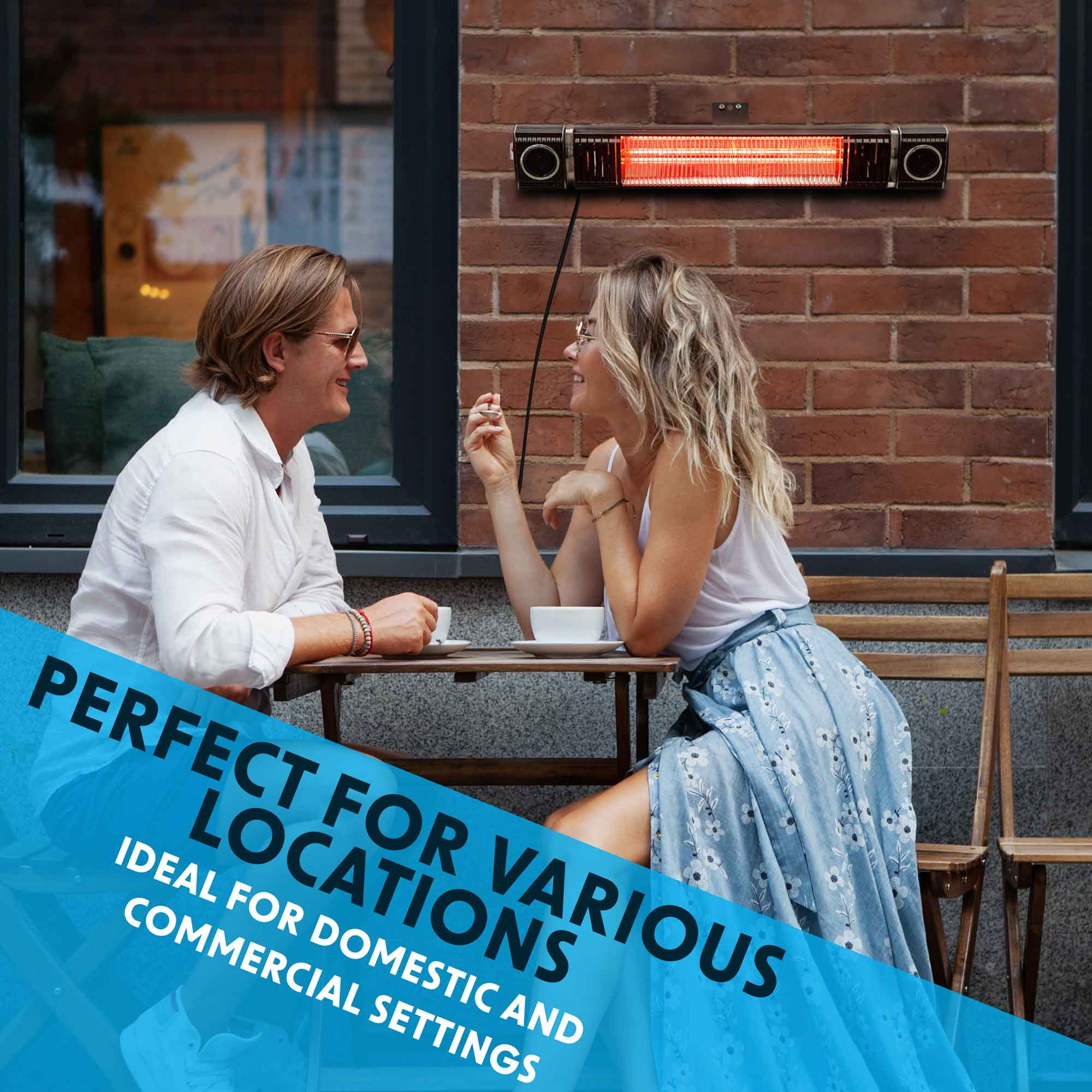 Dellonda DG125 Electric Patio Heaters Action shot - ideal - for - various - locations