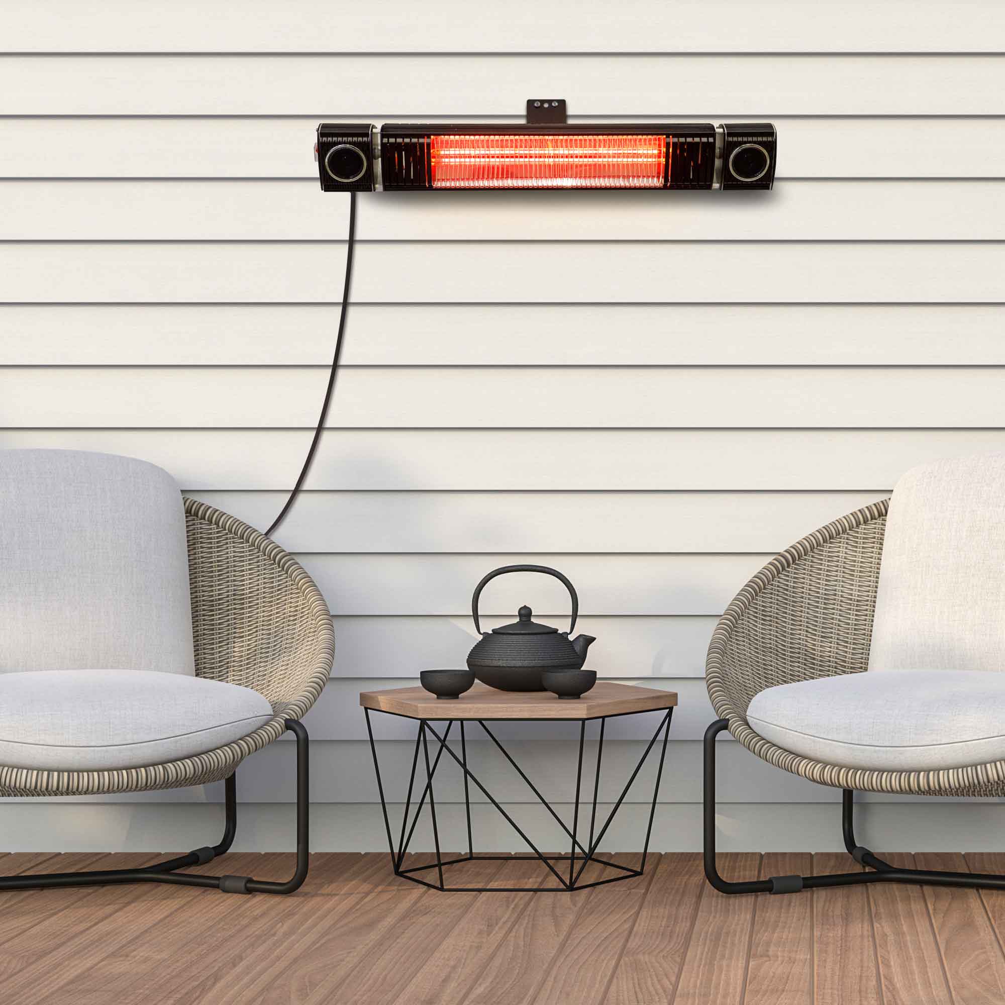 Dellonda DG125 Electric Patio Heaters Action shot - on wall - 2nd perspective