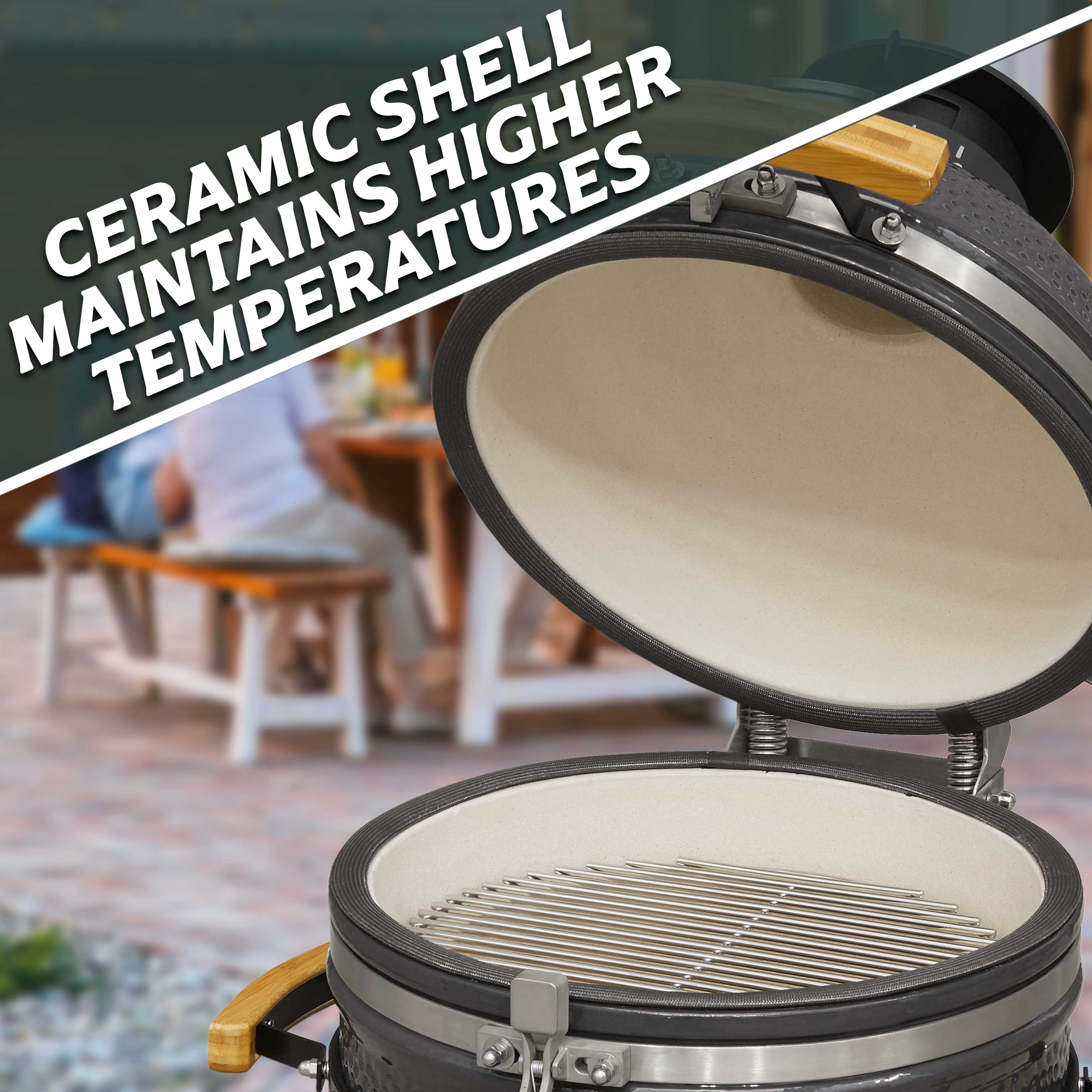 Dellonda DG158 Kamado Grills Action shot - ceramic - heat