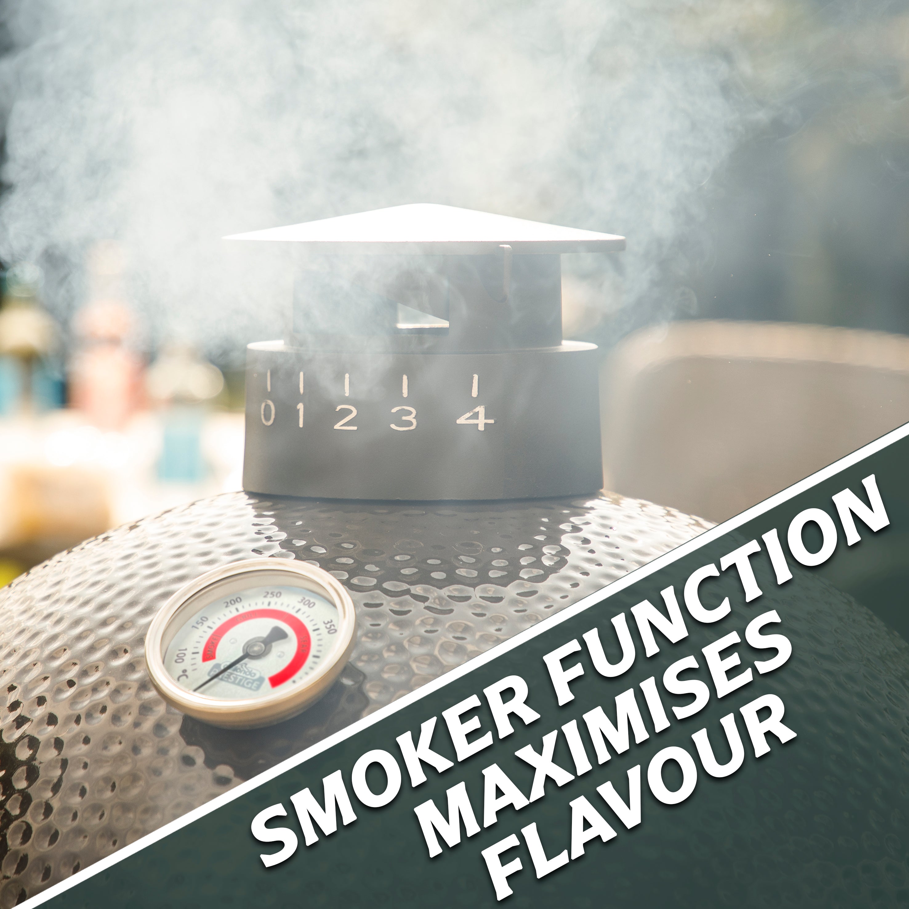 Dellonda DG158 Kamado Grills Action shot - smoking