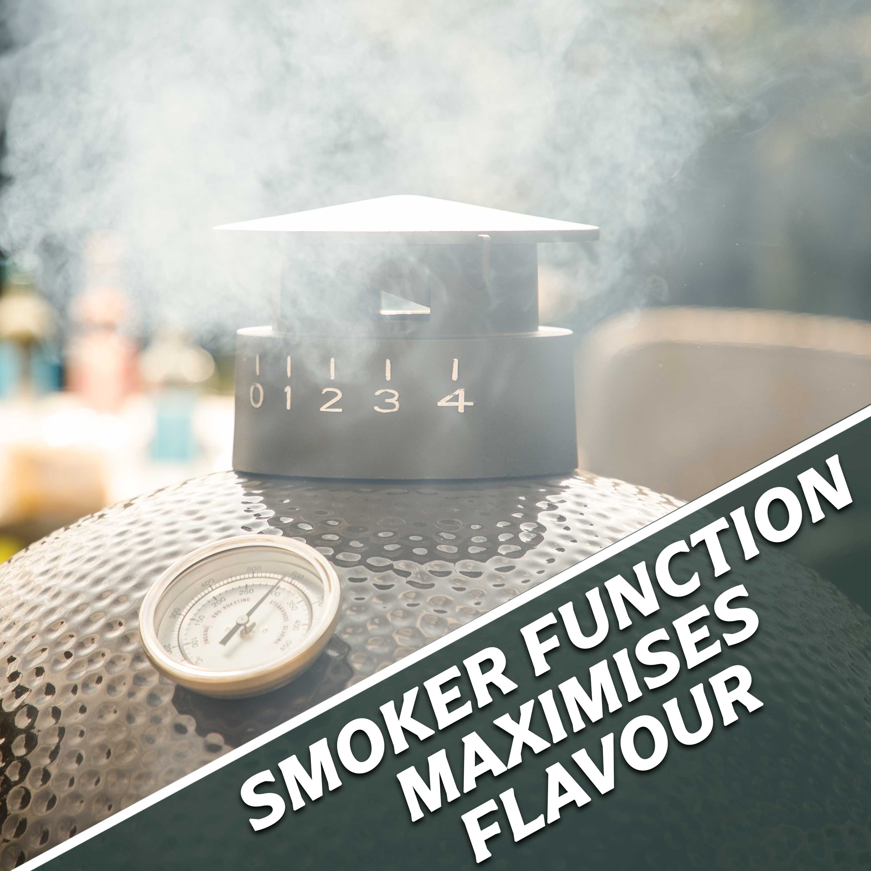 Dellonda DG158 Kamado Grills Action shot - smoking
