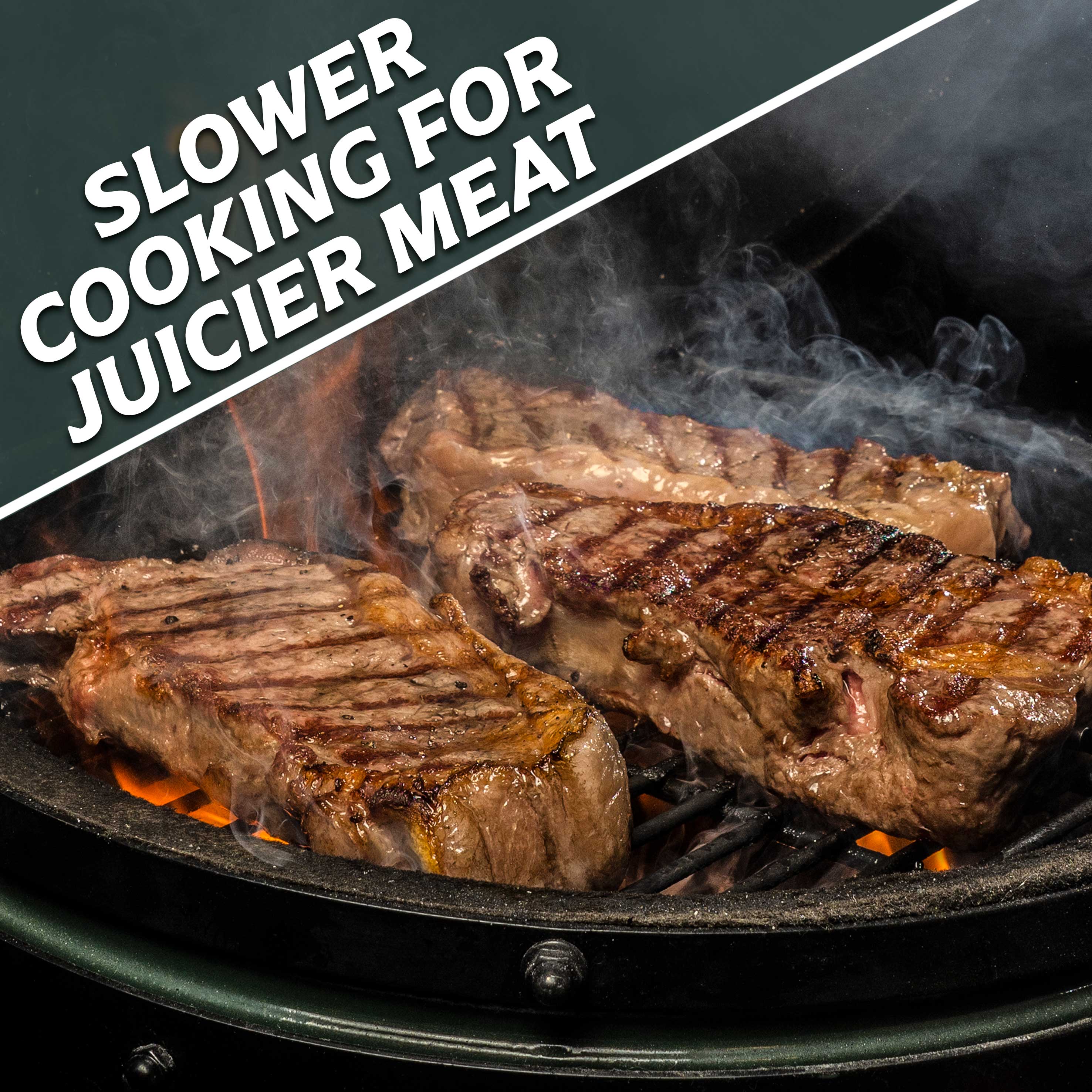 Dellonda DG159 Kamado Grills Action shot - slow - cooking - juicy - meat