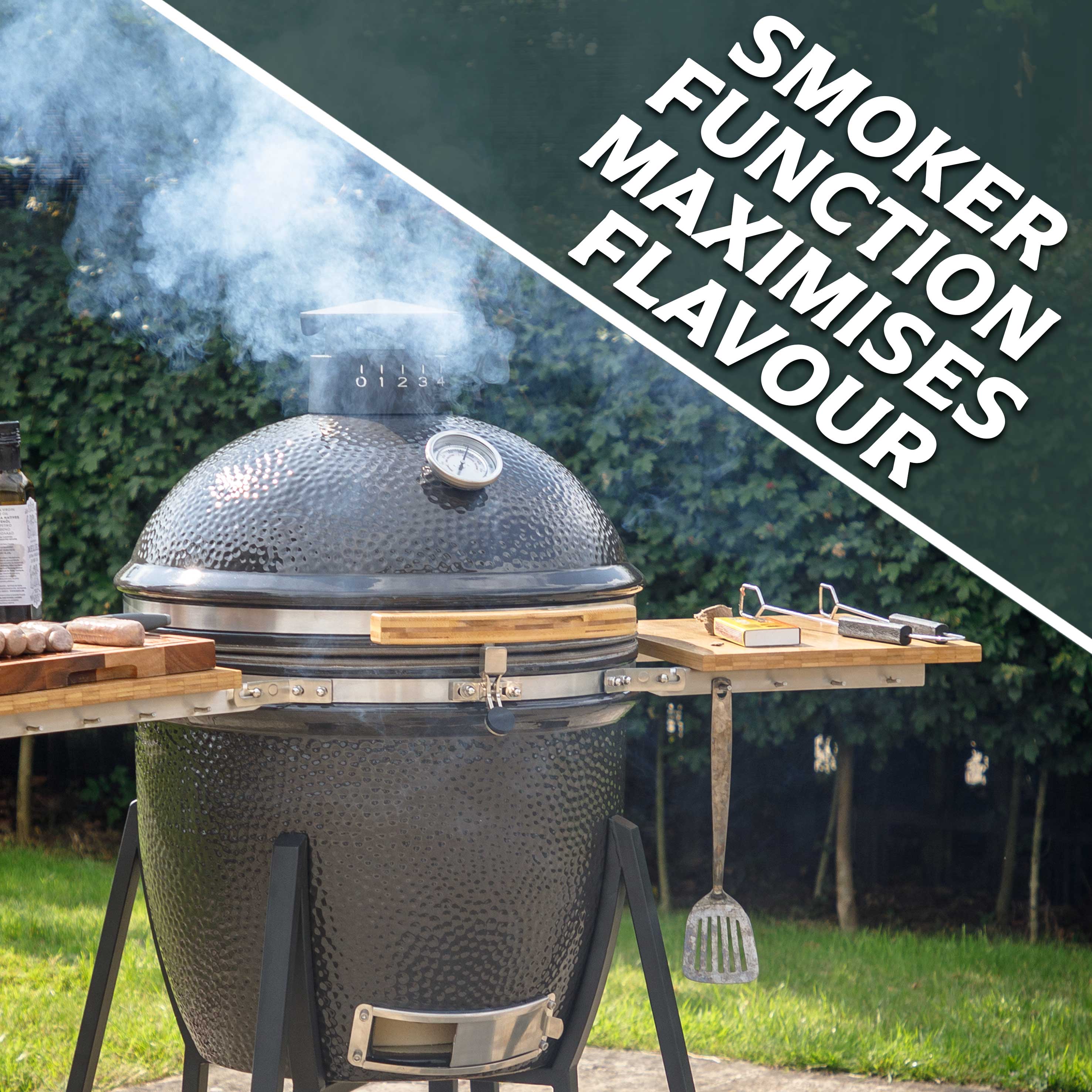 Dellonda DG159 Kamado Grills Action shot - smoking