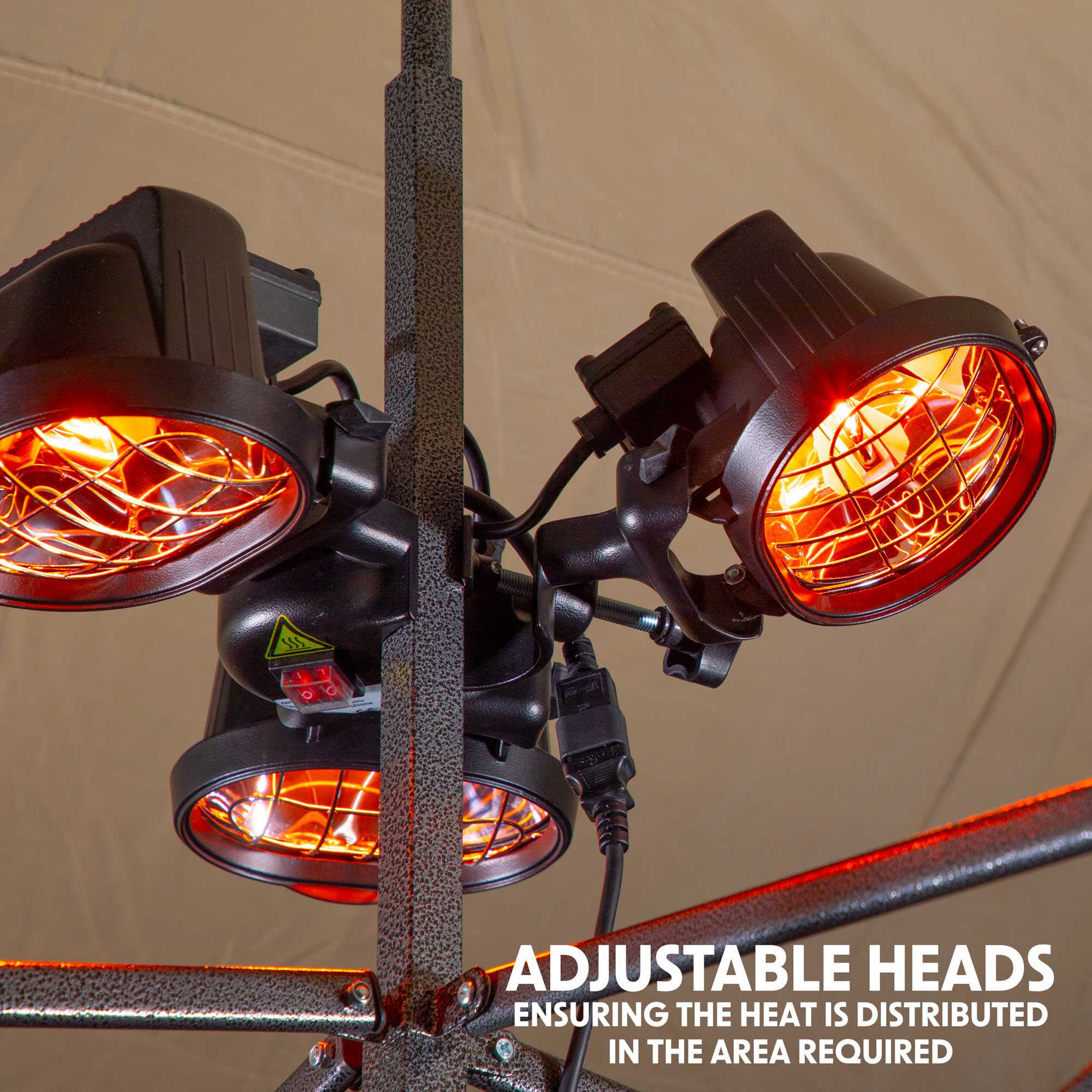 Dellonda DG177 Electric Patio Heaters Action shot - adjustable - heads