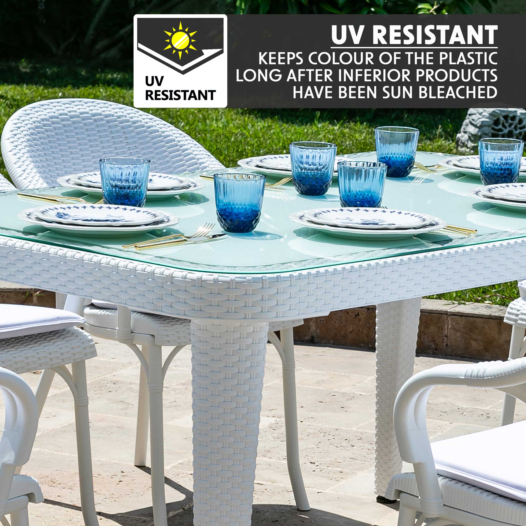Dellonda DG210 Dining Tables Action shot - uv - resistant