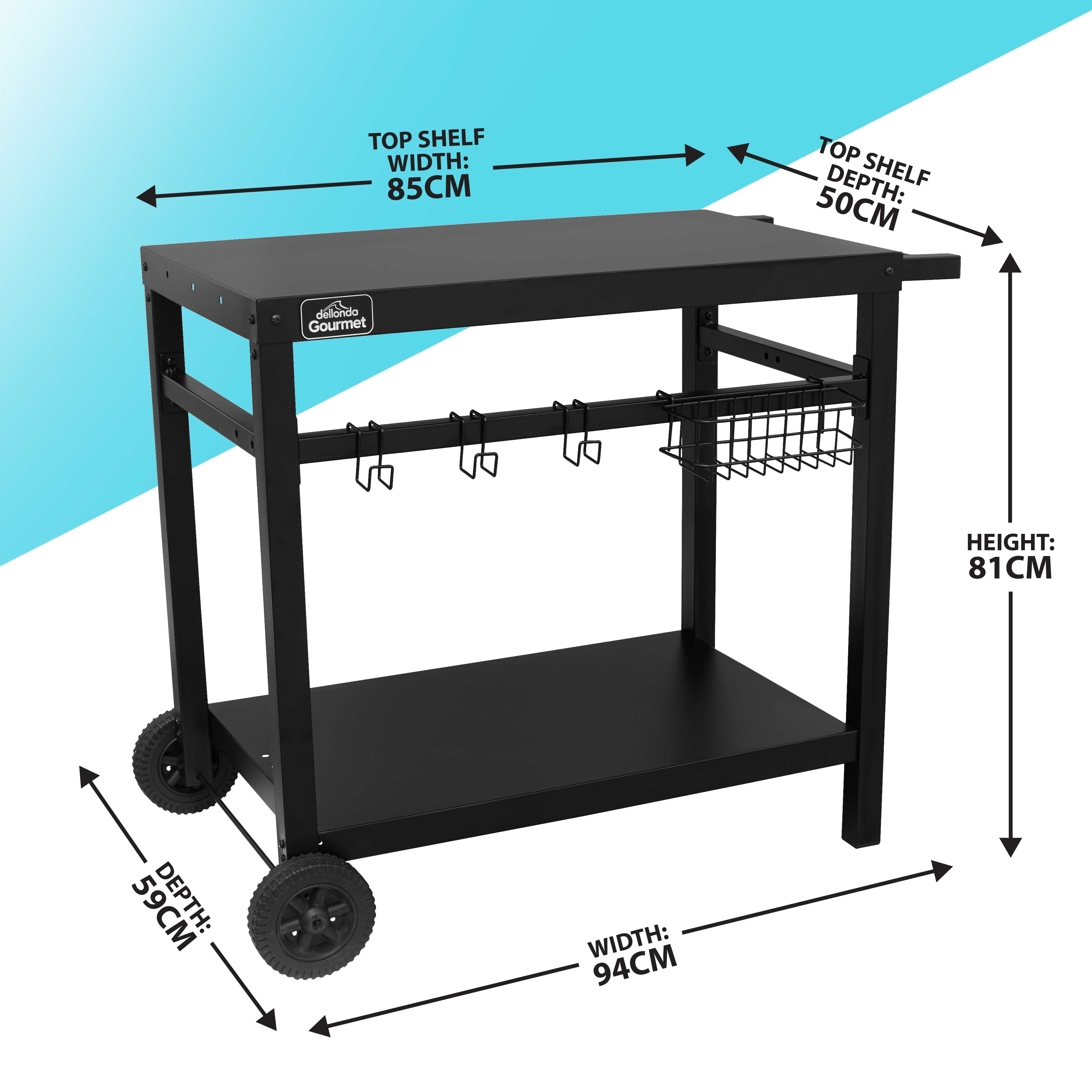 Dellonda DG45 Barbecue Trolley Action shot - dimensions
