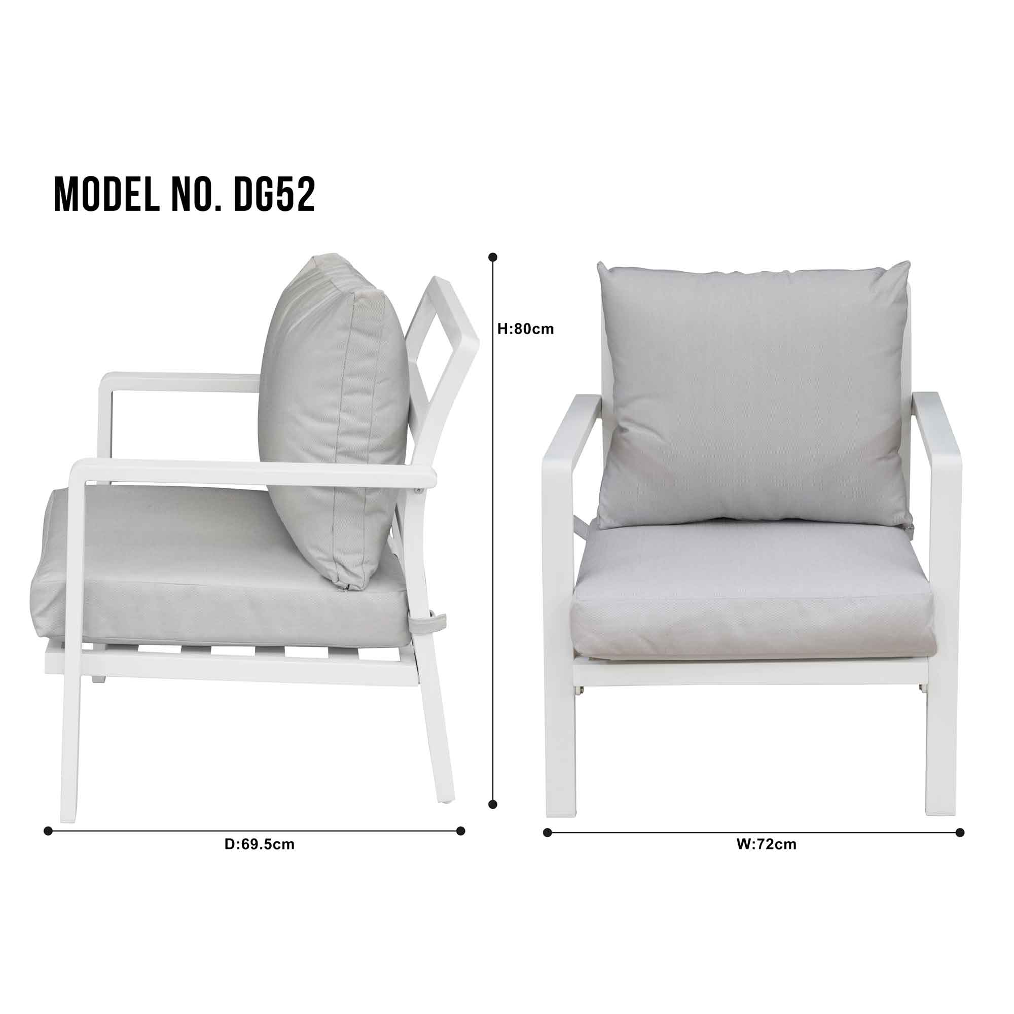 Dellonda DG52 Outdoor Furniture Action shot - dimensions - chairs