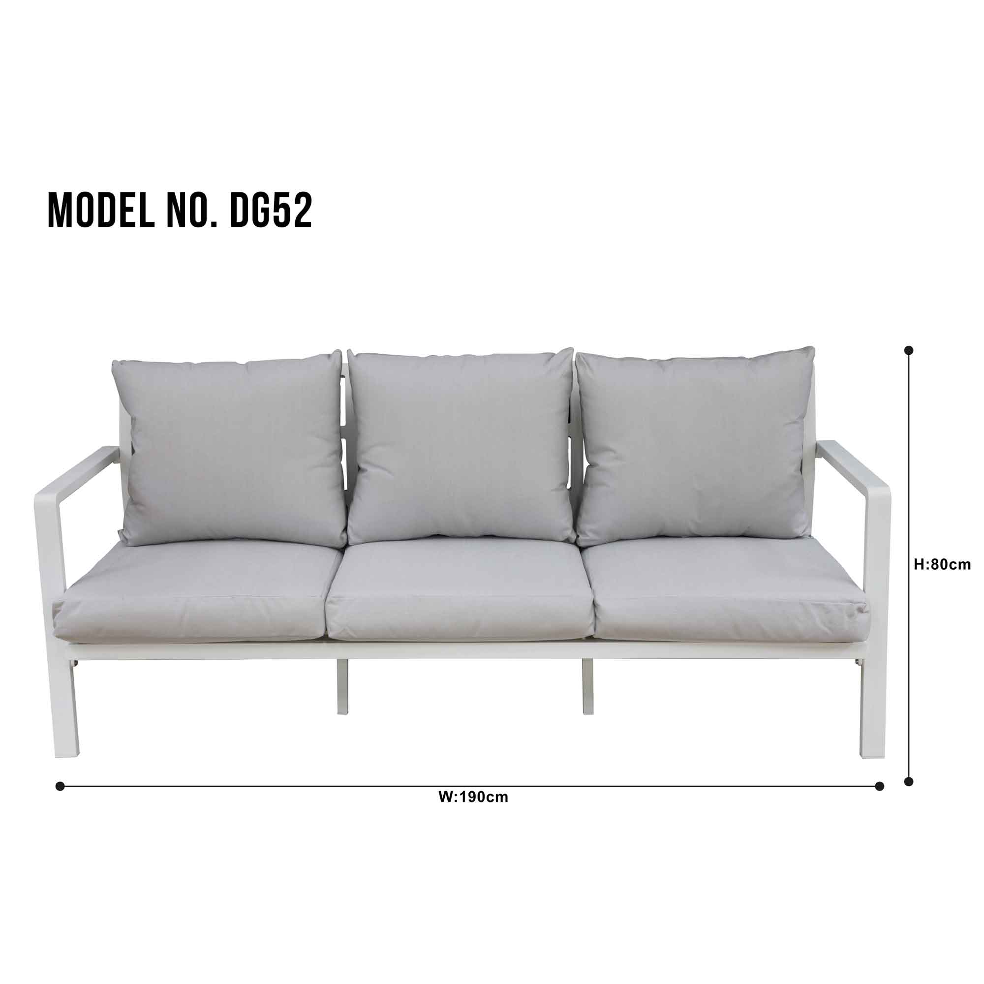 Dellonda DG52 Outdoor Furniture Action shot - dimensions - sofa