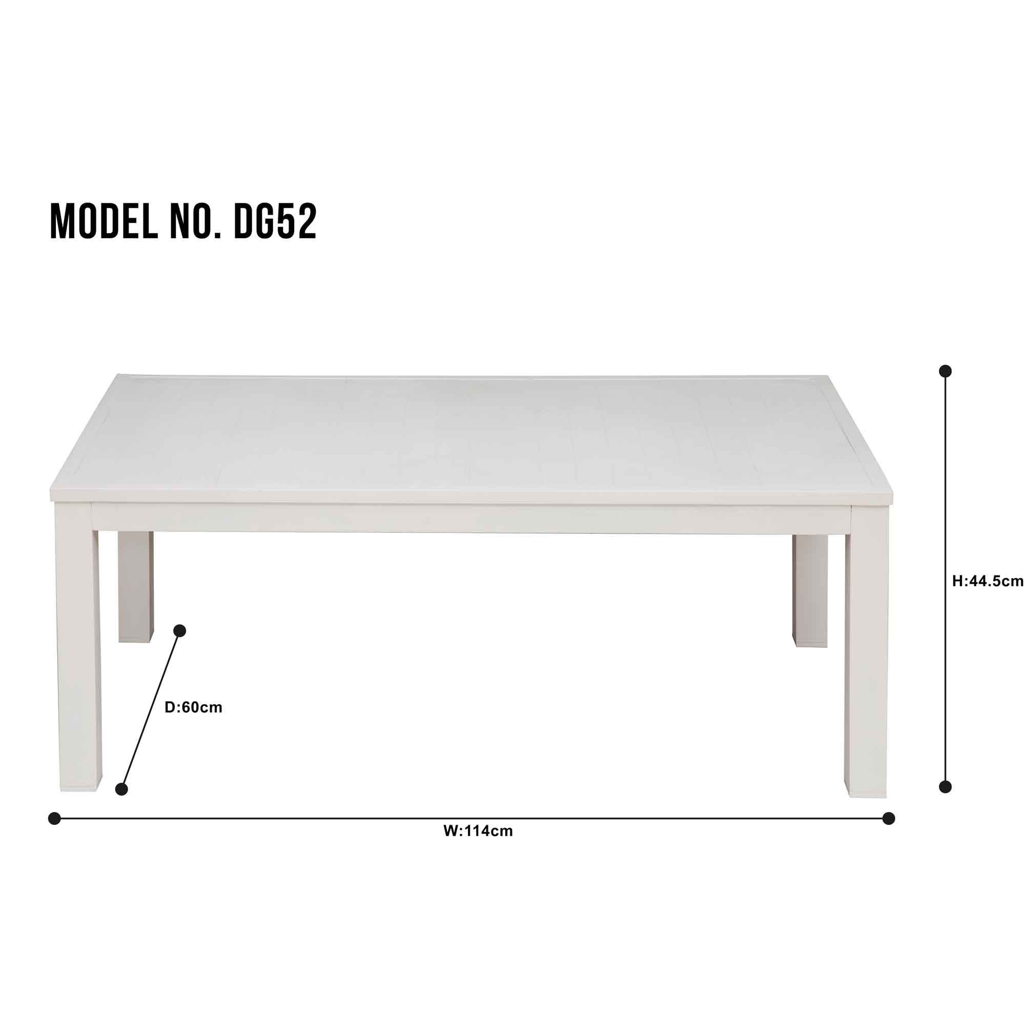 Dellonda DG52 Outdoor Furniture Action shot - dimensions - table