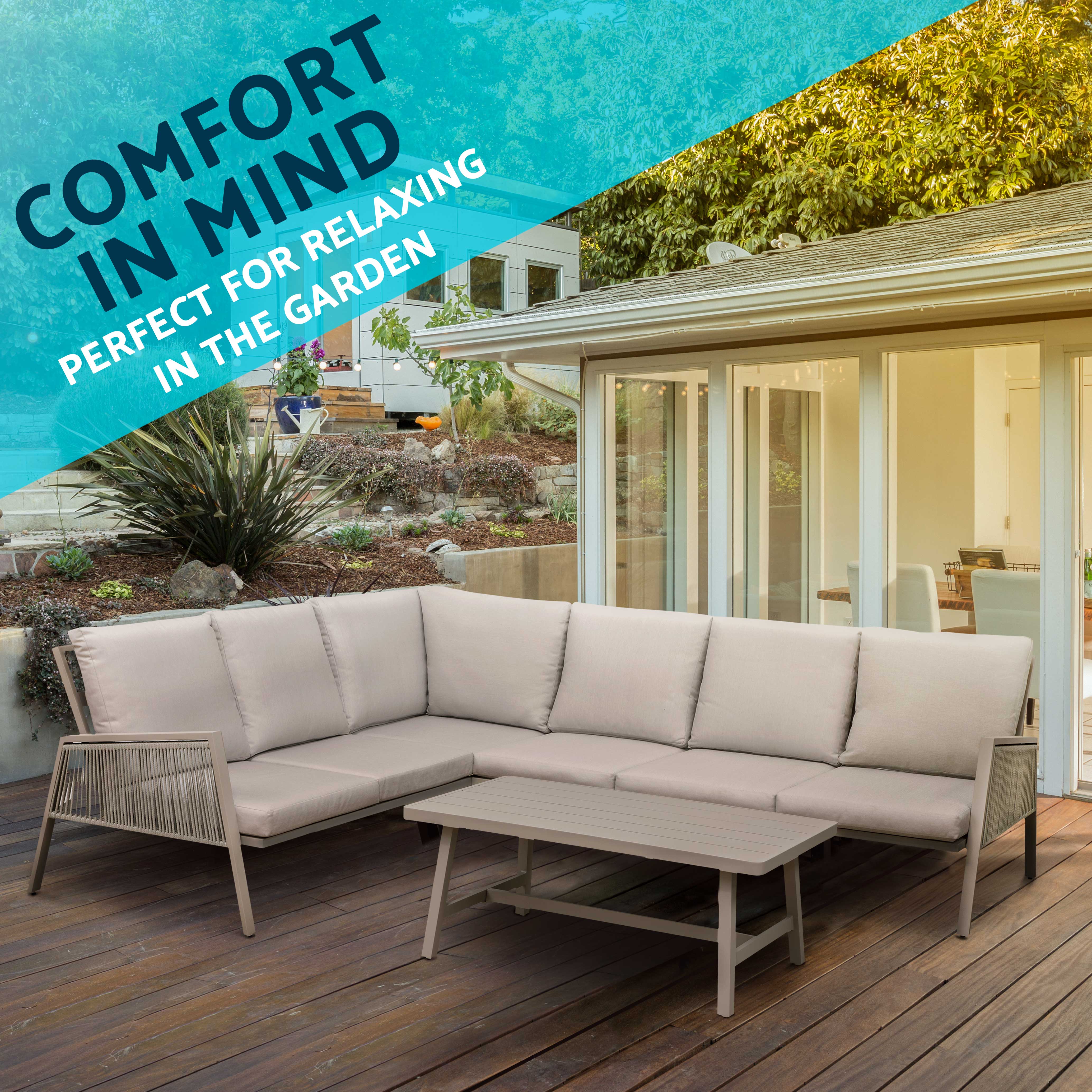 Dellonda DG57 Outdoor Sofas Action shot - comfort in mind