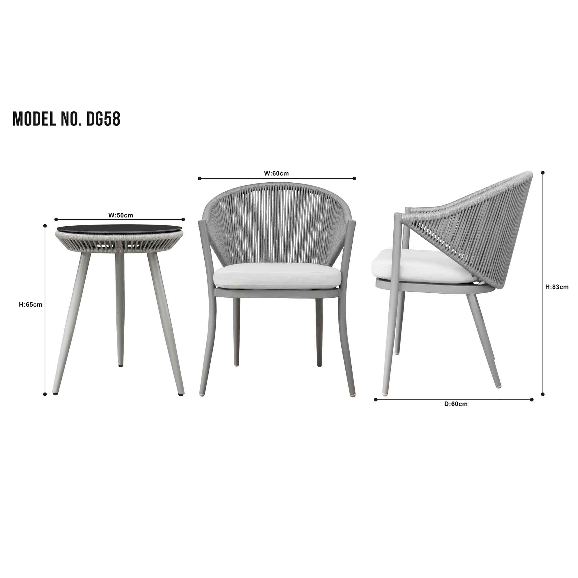 Dellonda DG58 Coffee Table Sets Action shot - dimensions