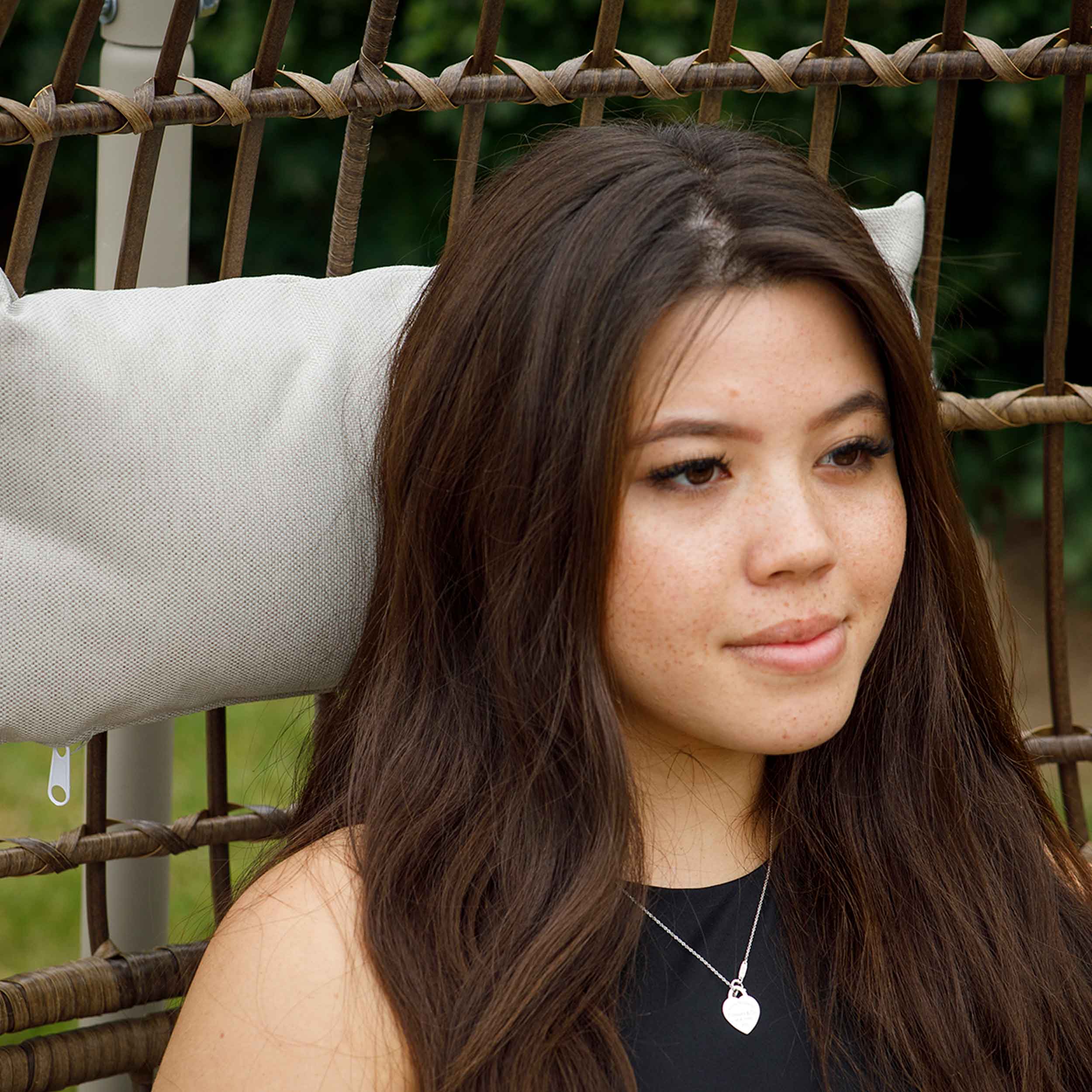 Dellonda DG60 Hanging Chairs Action shot - headrest